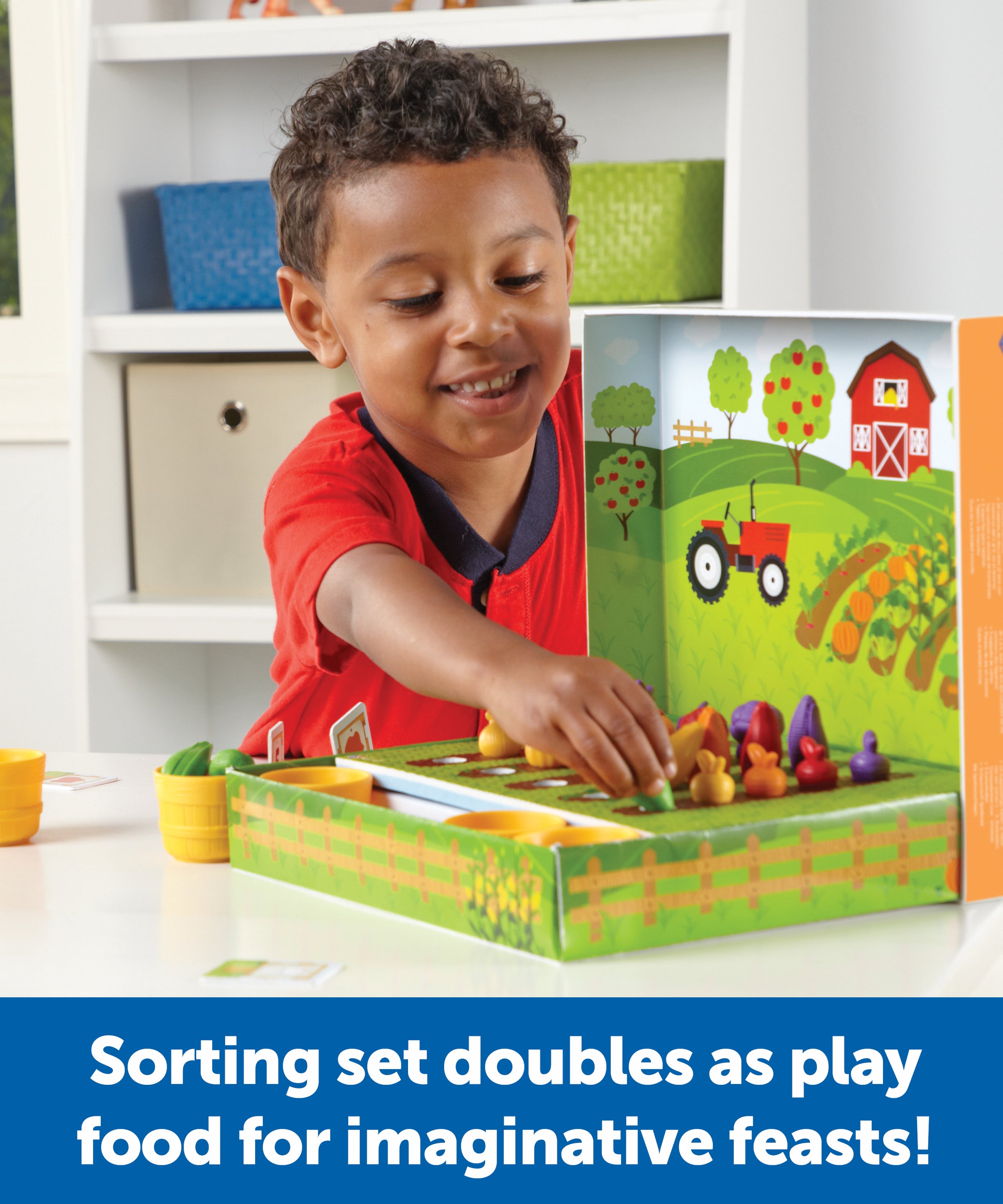 Learning Resources Veggie Farm Sorting Set, Hands-On Early Maths Activity for Counting, Sorting, and Colour Recognition, Ages 3+