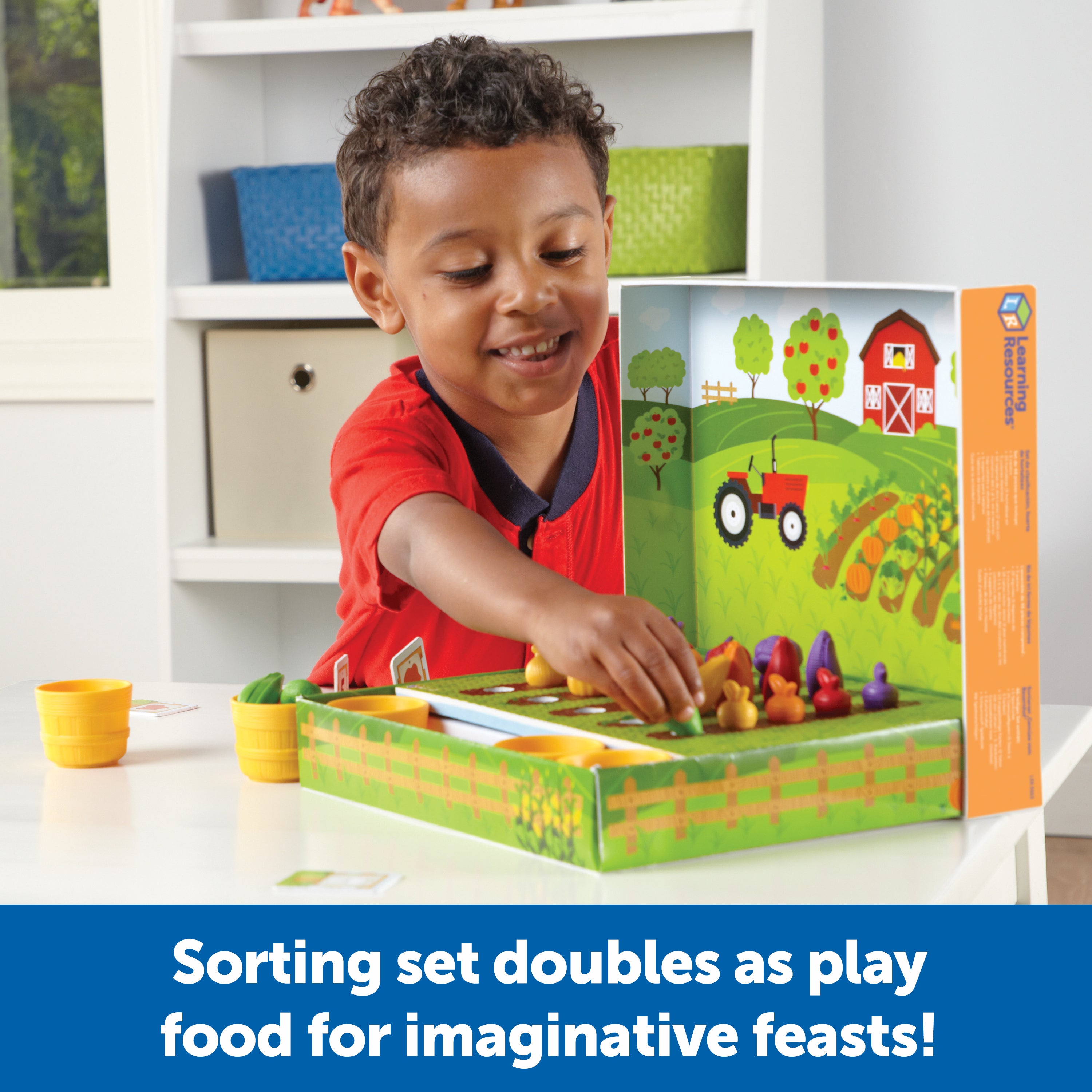 Learning Resources Veggie Farm Sorting Set, Hands-On Early Maths Activity for Counting, Sorting, and Colour Recognition, Ages 3+