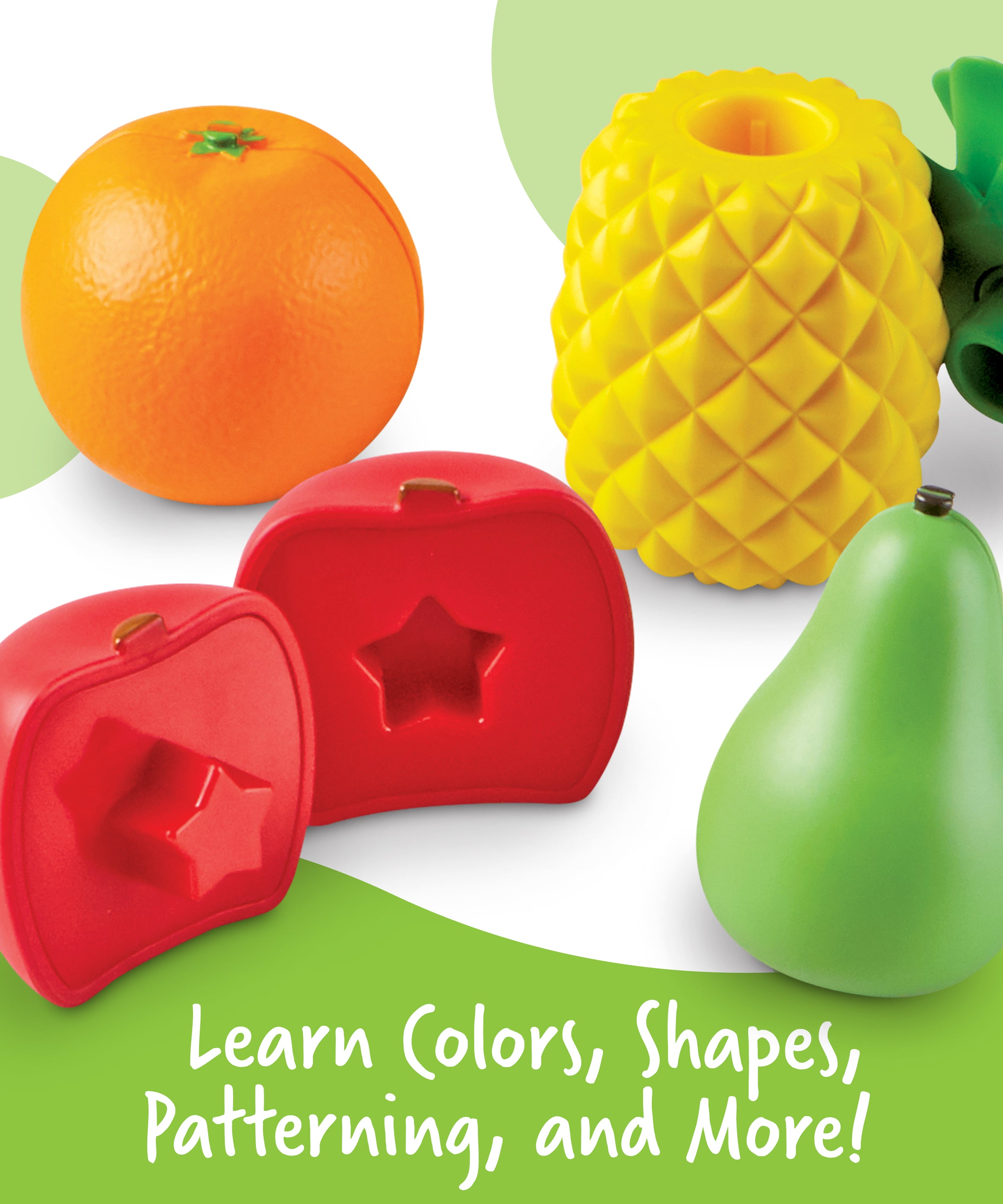 Learning Resources Snap-n-Learn Fruit Shapers, Colourful Pop-Apart Shape Matching Toy, Develops Fine Motor & Early Learning Skills, Includes 8 Two-Piece Fruits & Storage Bucket, Ages 2+