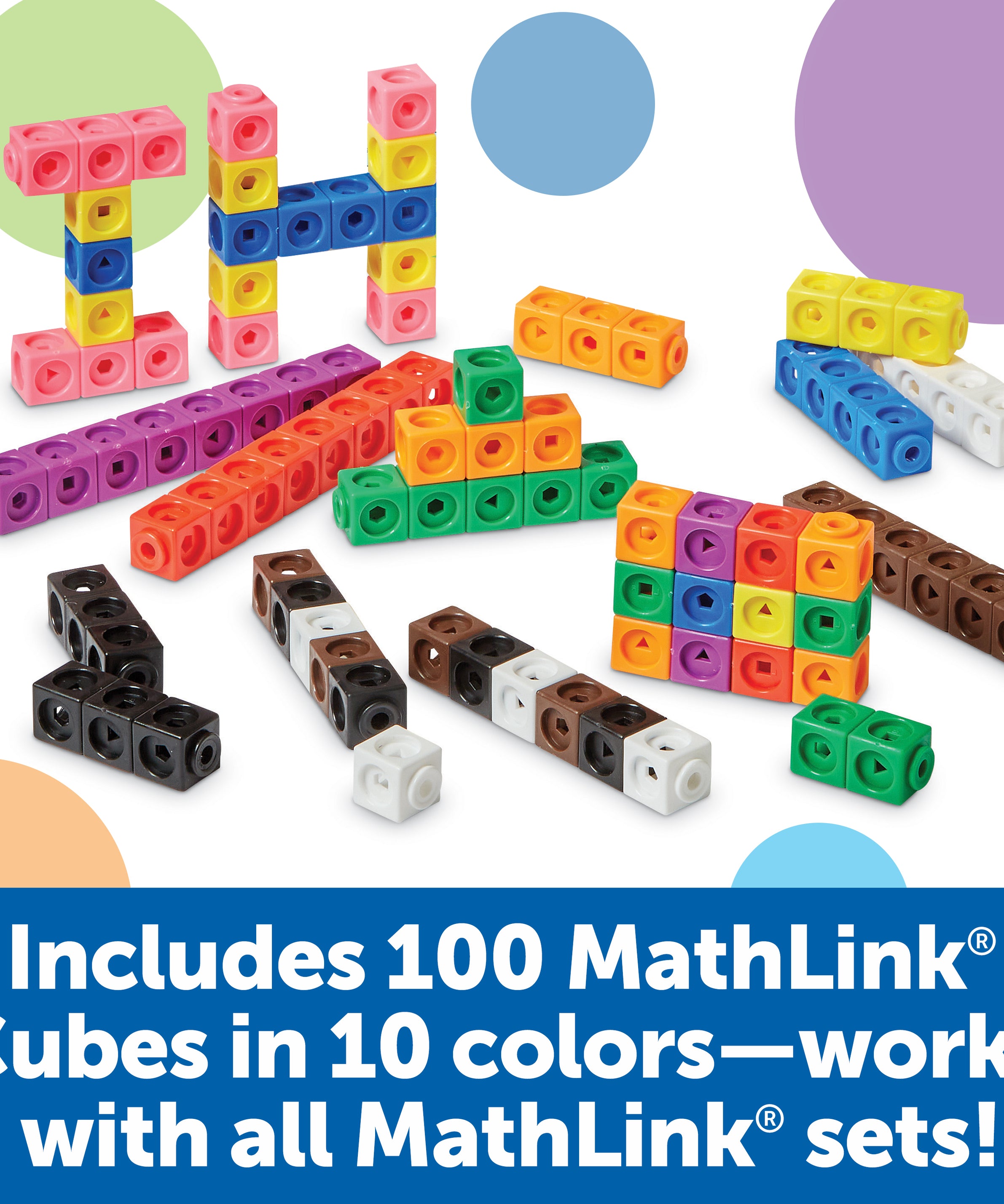 Learning Resources MathLink Cubes Educational Counting Toy, STEM Building Set with 100 Cubes and 10 Challenges, Teaches Early Math and Problem-Solving Skills, Ages 5+