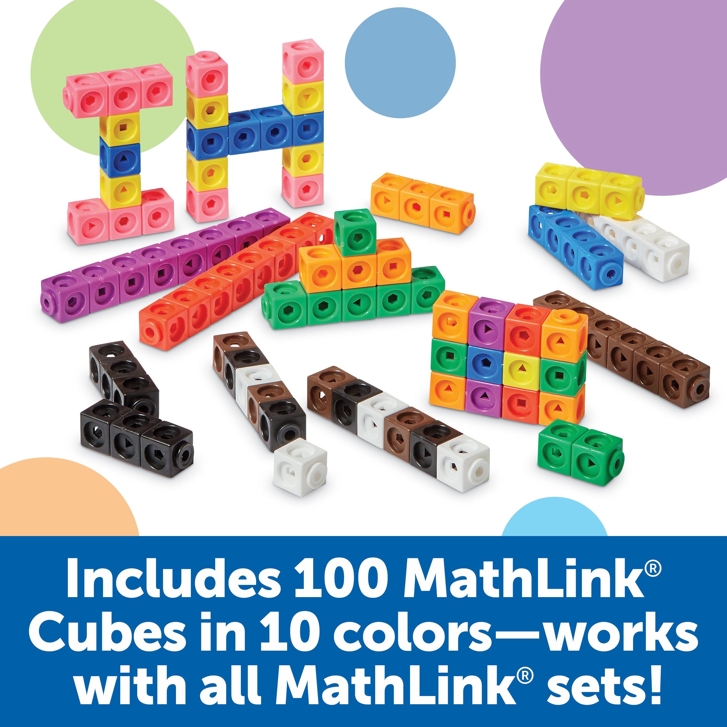 Learning Resources MathLink Cubes Educational Counting Toy, STEM Building Set with 100 Cubes and 10 Challenges, Teaches Early Math and Problem-Solving Skills, Ages 5+