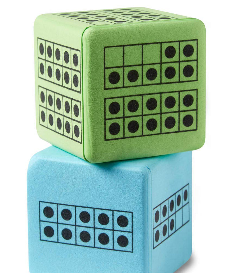 Learning Resources Hand2Mind Ten Frame Dice, Set of 12, Foam Maths Dice for Counting, Number Bonds & Subitizing (Ages 5+)