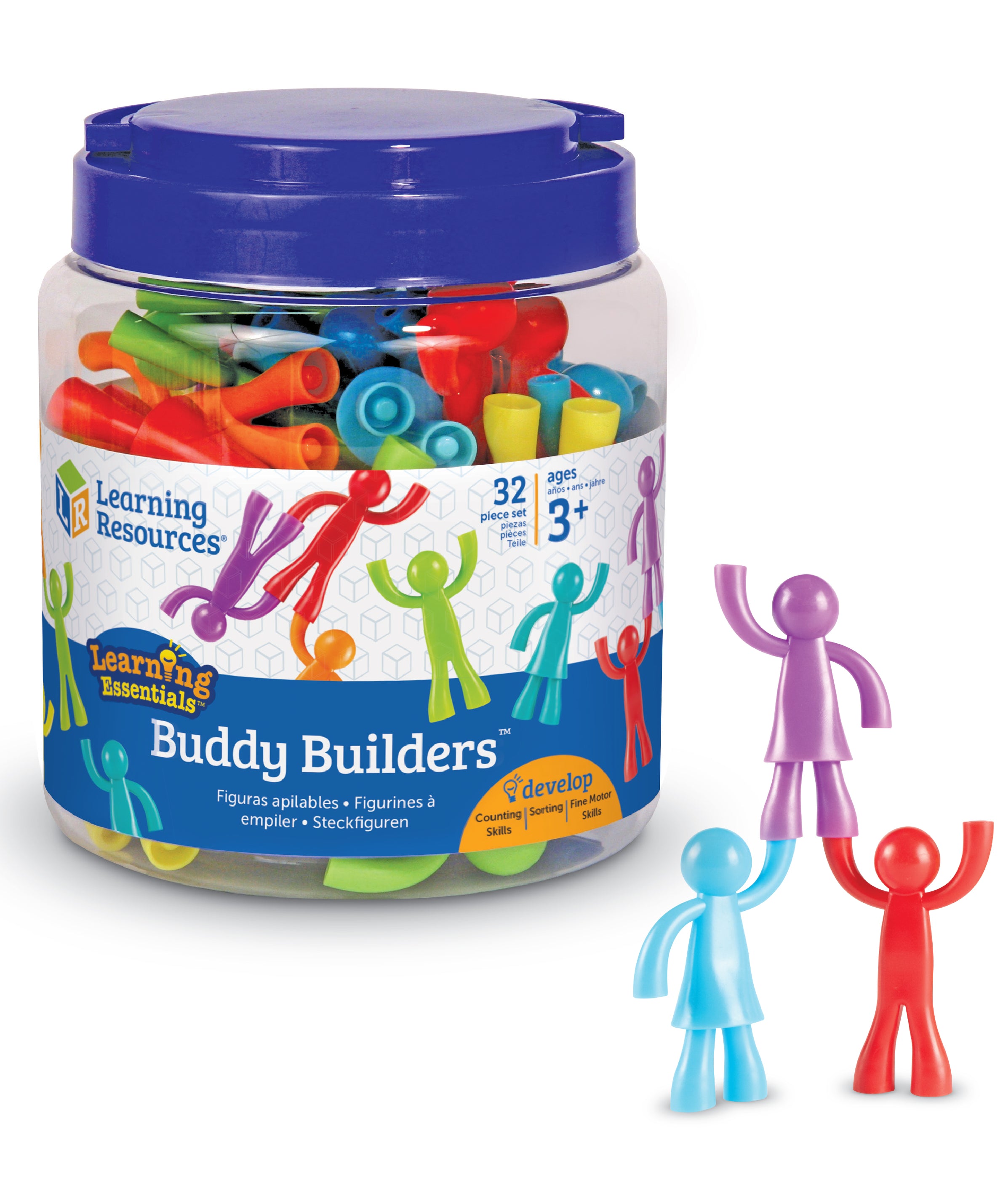 Learning Resources All About Me Buddy Builders, Set of 32 Figures, Develops Fine Motor Skills & Early Maths, Ideal for Counting, Sorting, Patterning, Includes 8 Colours, Ages 3+