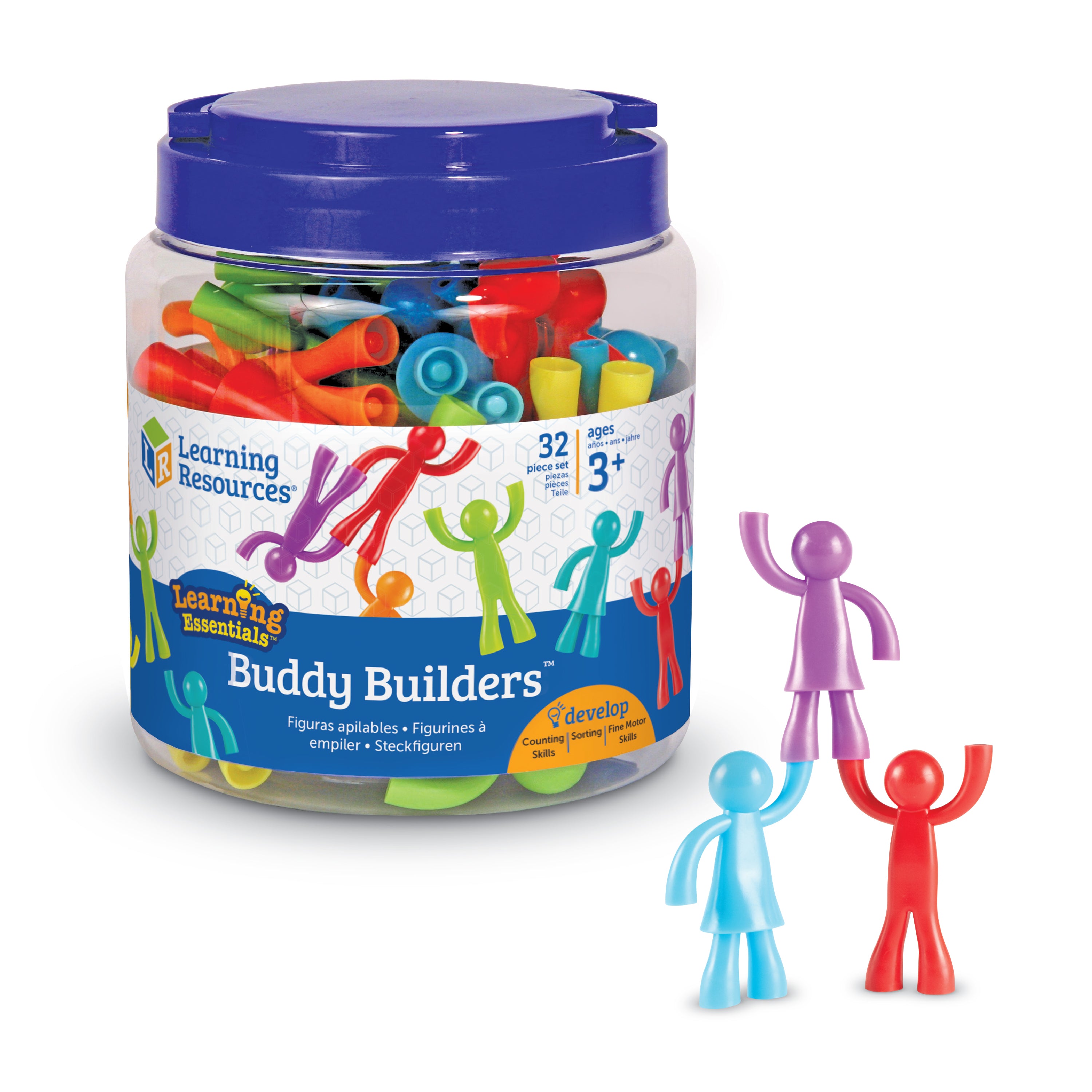 Learning Resources All About Me Buddy Builders, Set of 32 Figures, Develops Fine Motor Skills & Early Maths, Ideal for Counting, Sorting, Patterning, Includes 8 Colours, Ages 3+