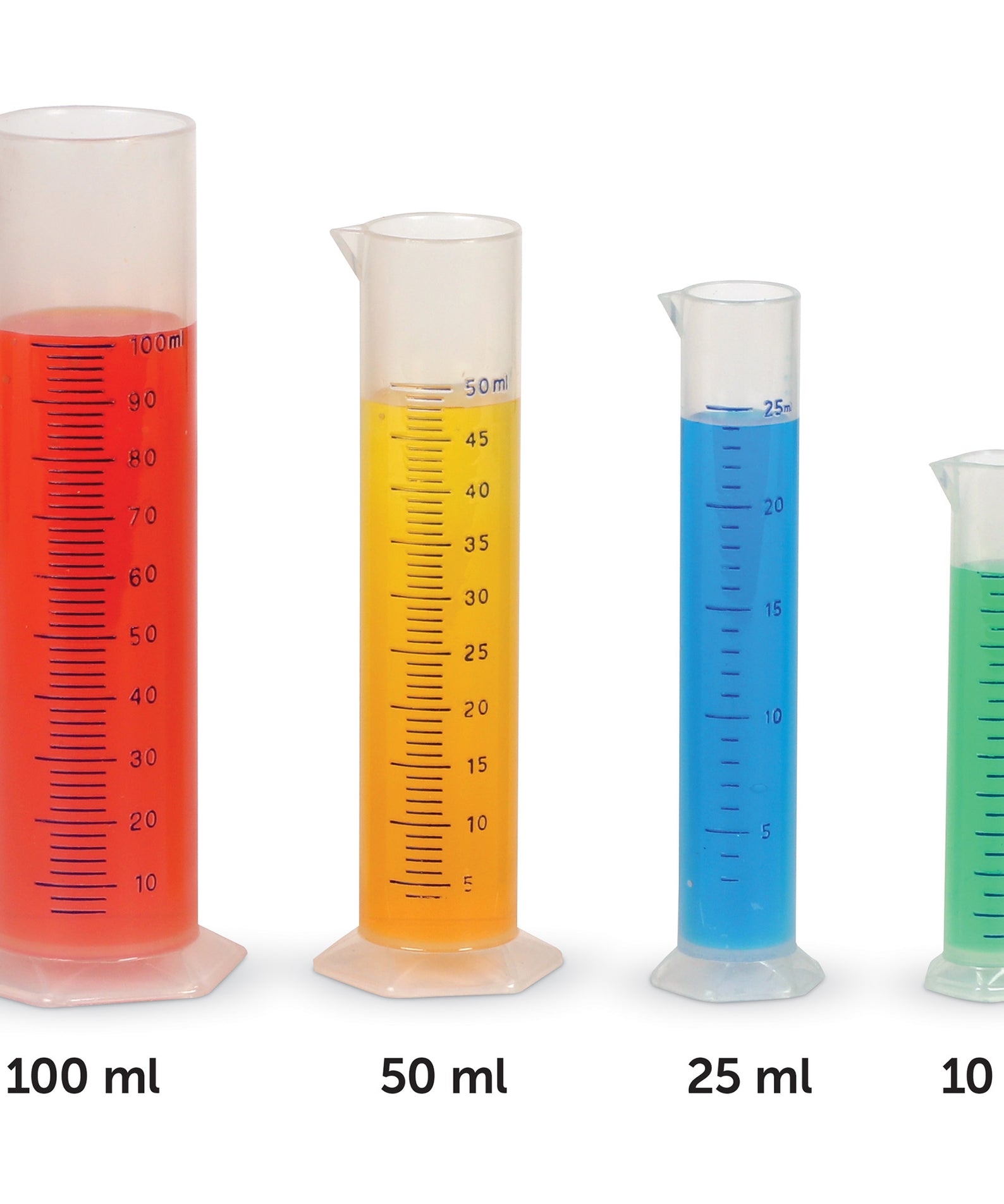 Learning Resources Graduated Cylinder Set, 7 Polypropylene Measuring Cylinders, Ideal for Science Experiments, Ages 8+