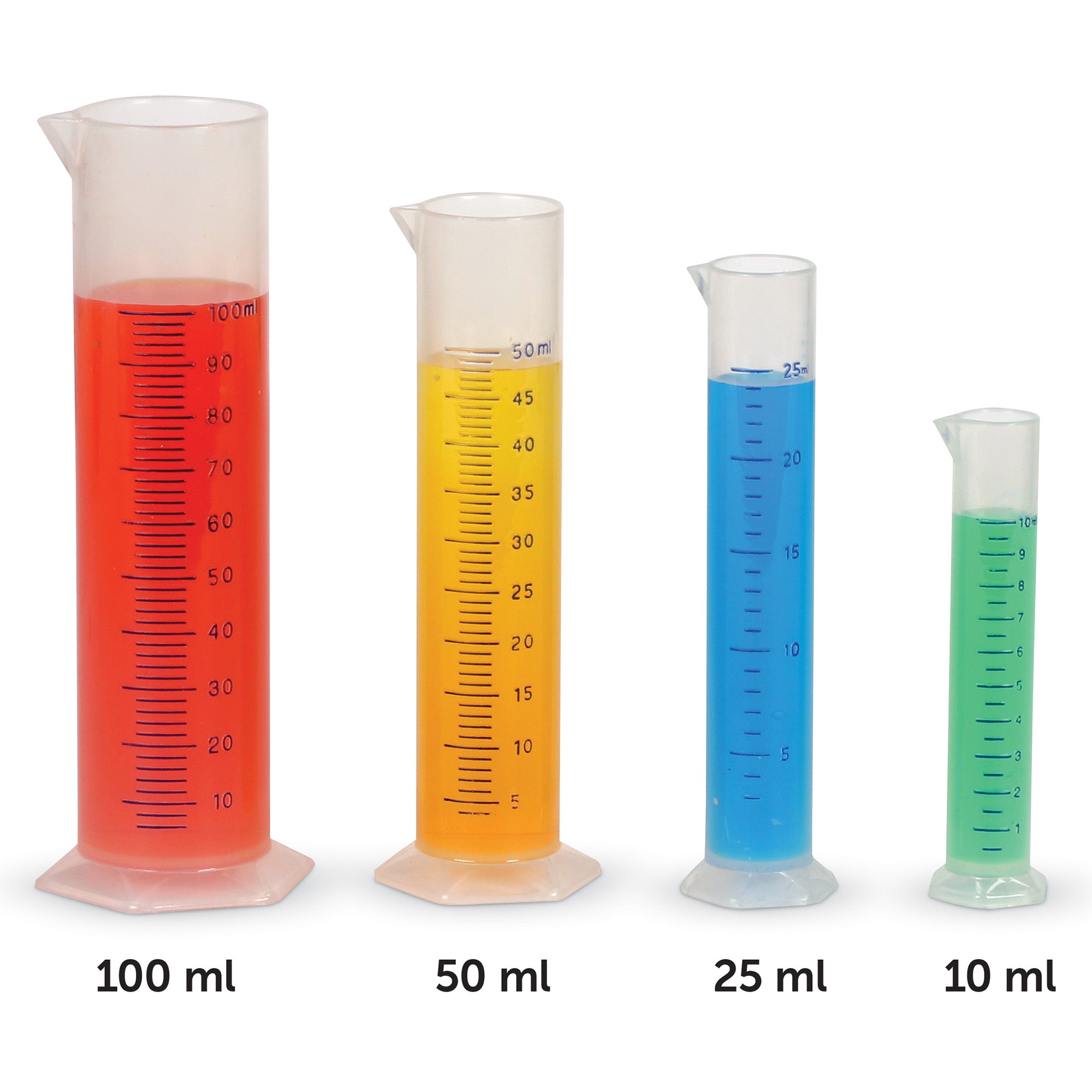 Learning Resources Graduated Cylinder Set, 7 Polypropylene Measuring Cylinders, Ideal for Science Experiments, Ages 8+