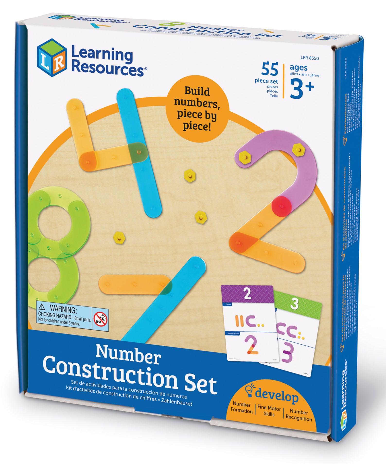 Learning Resources Number Construction Set, Build & Recognize Numbers 0-9, Fine Motor & Numeracy Activity for Kids, Includes Activity Cards & Colour-Coded Pieces, Set of 50, Ages 4+