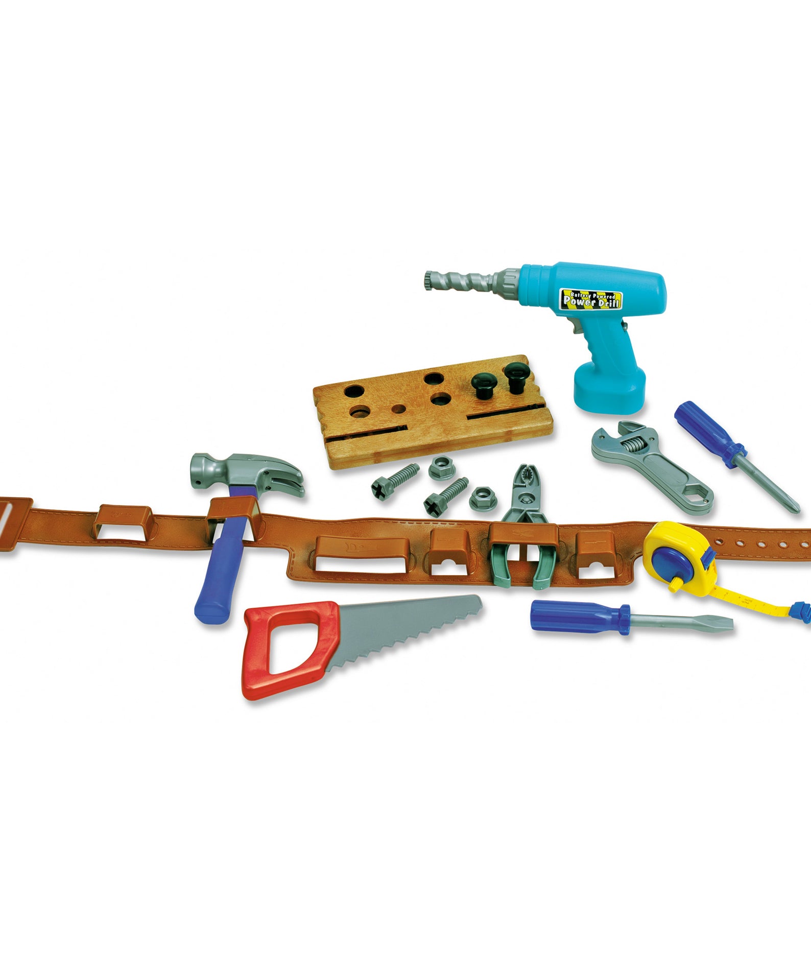 Learning Resources Pretend & Play Work Belt Tool Set, Kids Tool Kit with Battery-Powered Drill and Carry Case, Imaginative Role Play for Ages 3+