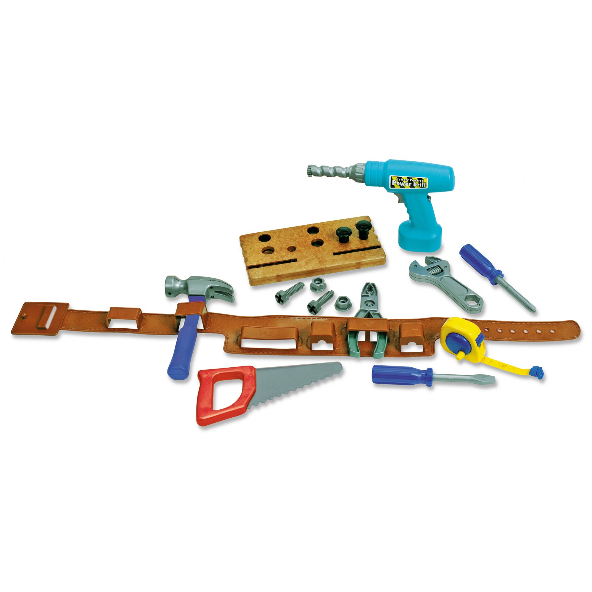 Learning Resources Pretend & Play Work Belt Tool Set, Kids Tool Kit with Battery-Powered Drill and Carry Case, Imaginative Role Play for Ages 3+