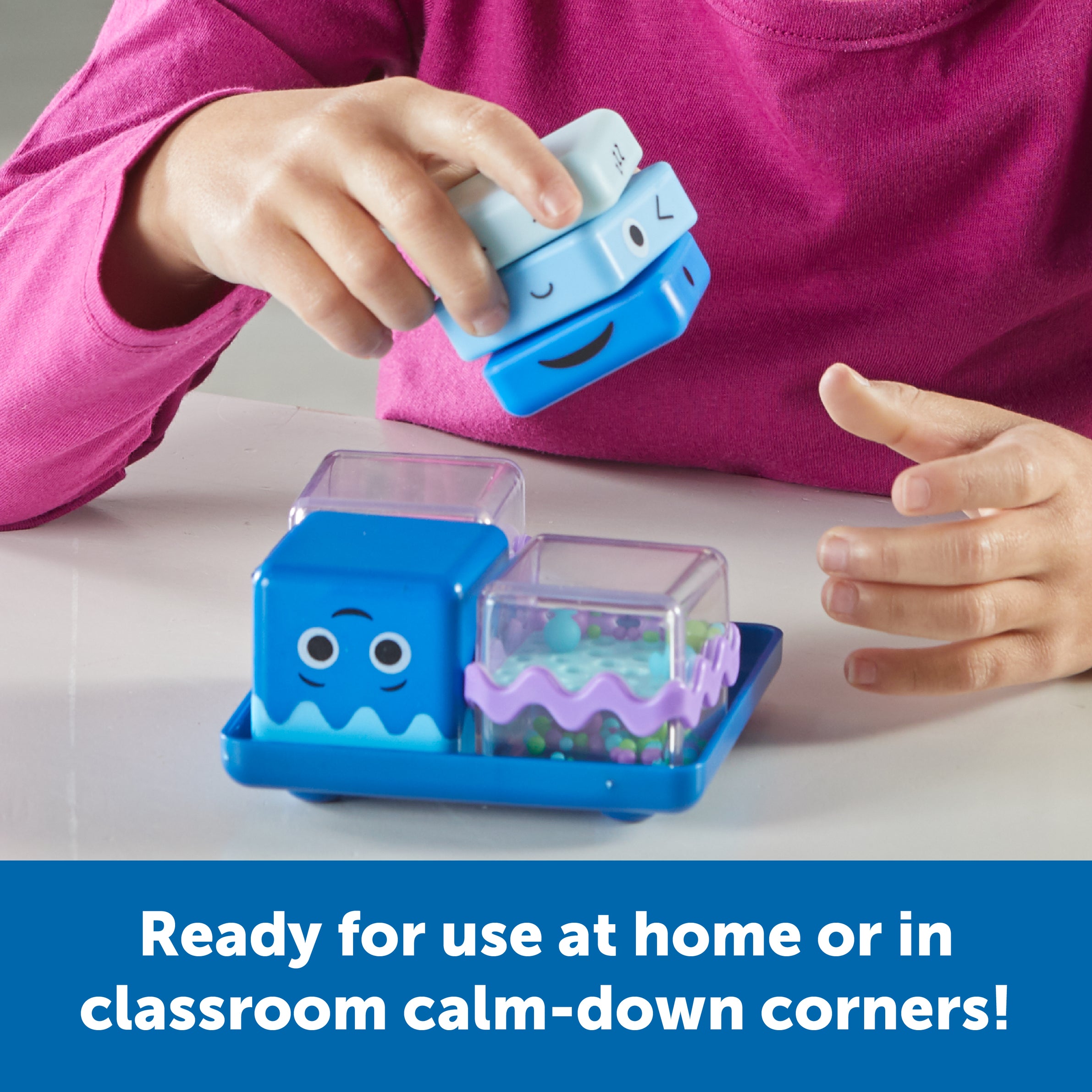 Learning Resources Cool Down Sensory Cubes, Set of 4 Calming Fidget Toys with Tray for Emotional Regulation and Focus, Ages 4 Plus