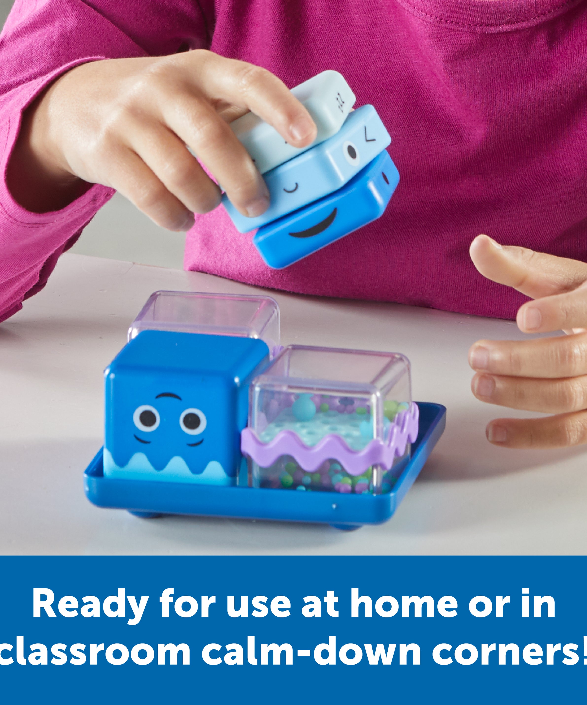 Learning Resources Cool Down Sensory Cubes, Set of 4 Calming Fidget Toys with Tray for Emotional Regulation and Focus, Ages 4 Plus