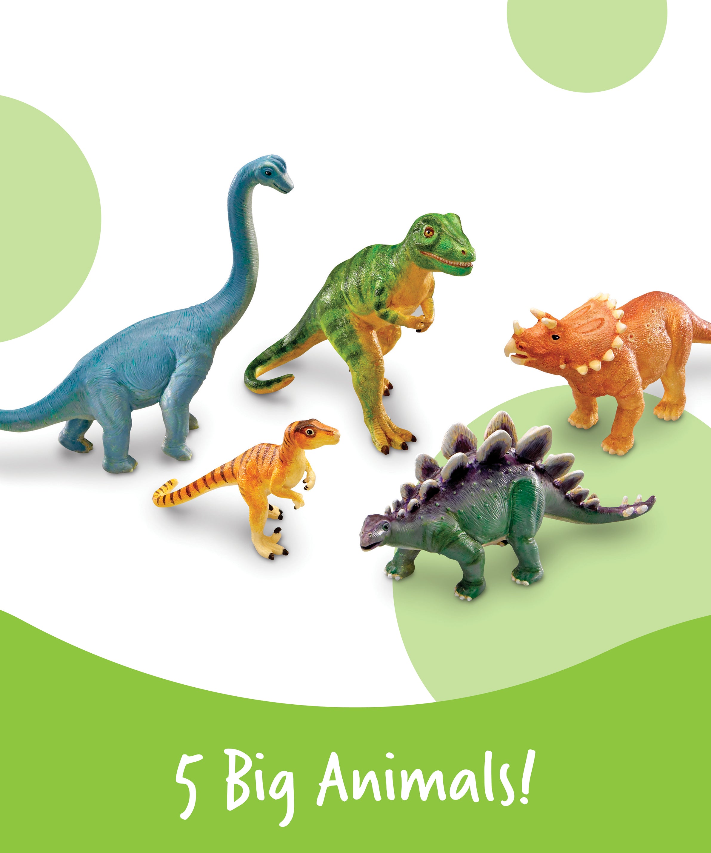 Learning Resources Jumbo Dinosaur Toy Set, 5 Realistic Prehistoric Figures for Kids Imaginative Play and Early Learning