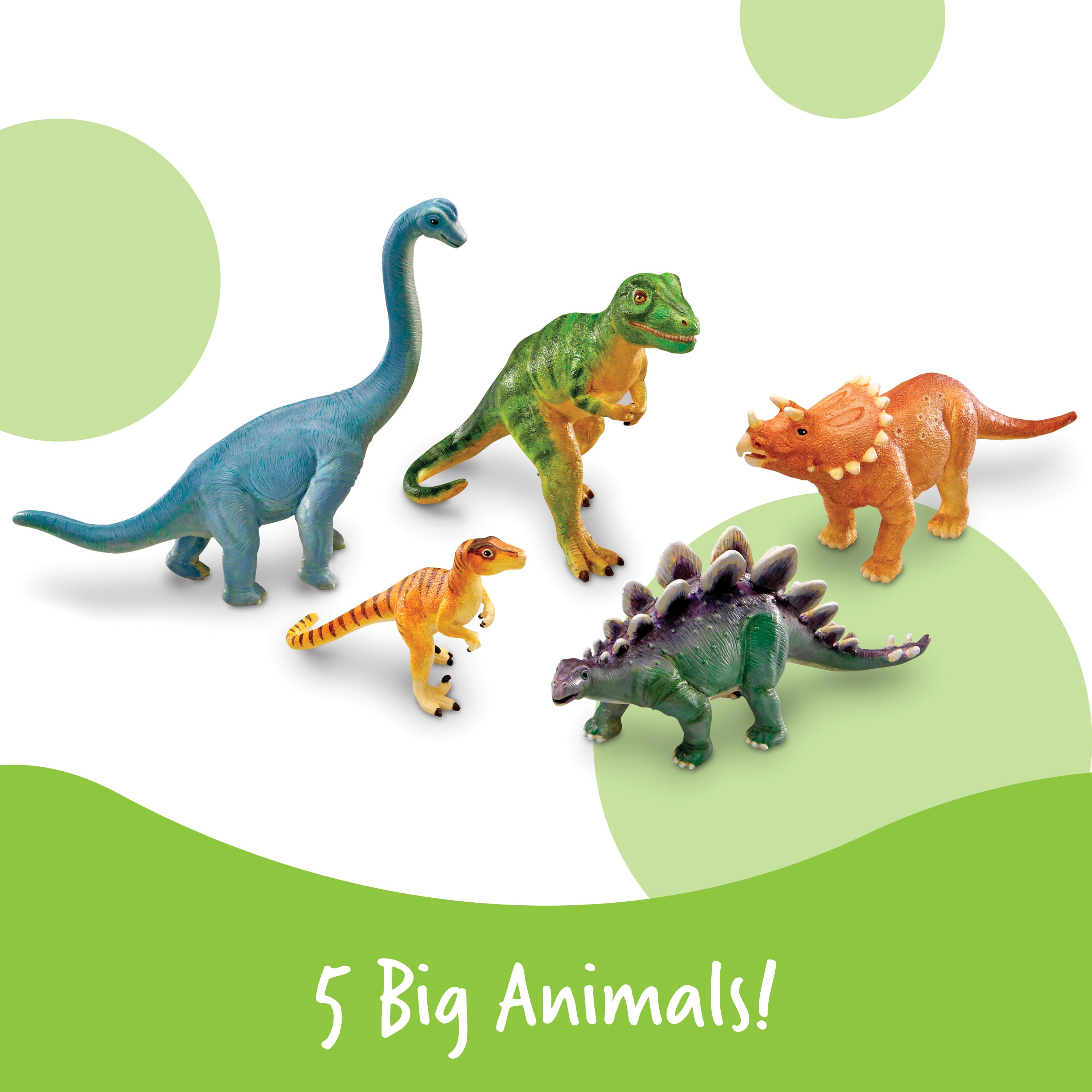 Learning Resources Jumbo Dinosaur Toy Set, 5 Realistic Prehistoric Figures for Kids Imaginative Play and Early Learning