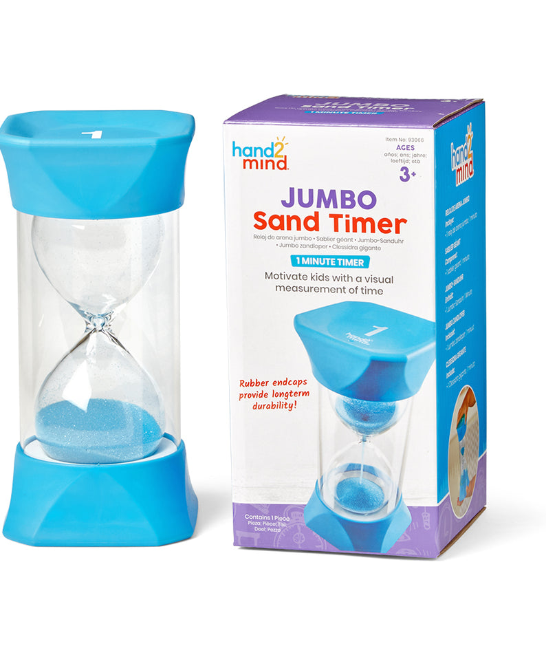 Learning Resources Jumbo Sand Timer, 1 Minute Visual Timer for Kids, Durable Hourglass Timer for Time Management and Classroom Activities, Ages 3+