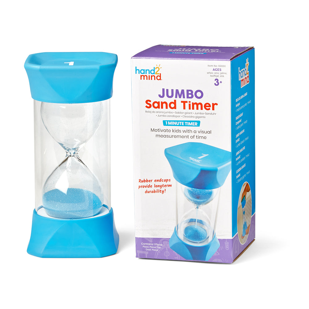 Learning Resources Jumbo Sand Timer, 1 Minute Visual Timer for Kids, Durable Hourglass Timer for Time Management and Classroom Activities, Ages 3+
