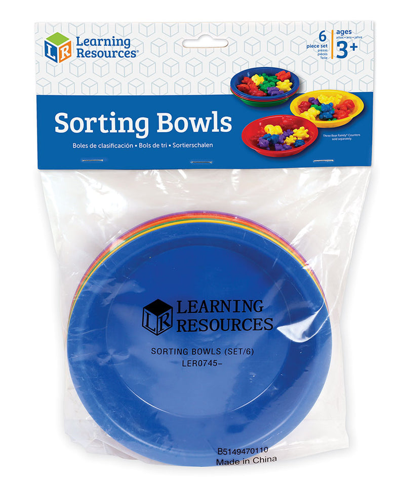 Learning Resources Sorting Bowls, Set of 6 Colourful Plastic Bowls for Early Maths and Sorting Activities, Classroom and Home Use, Ages 3+