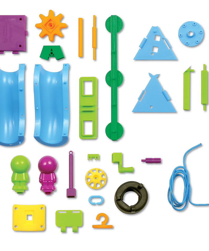 Learning Resources Playground Engineering & Design STEM Set, 104 Pieces, Hands-On STEM Toys for Kids, Includes Challenge Cards and Multilingual Activity Guide, Ages 5+