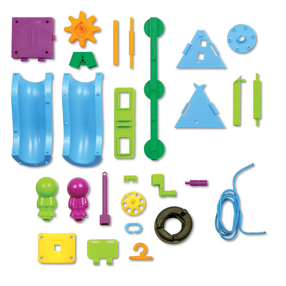 Learning Resources Playground Engineering & Design STEM Set, 104 Pieces, Hands-On STEM Toys for Kids, Includes Challenge Cards and Multilingual Activity Guide, Ages 5+