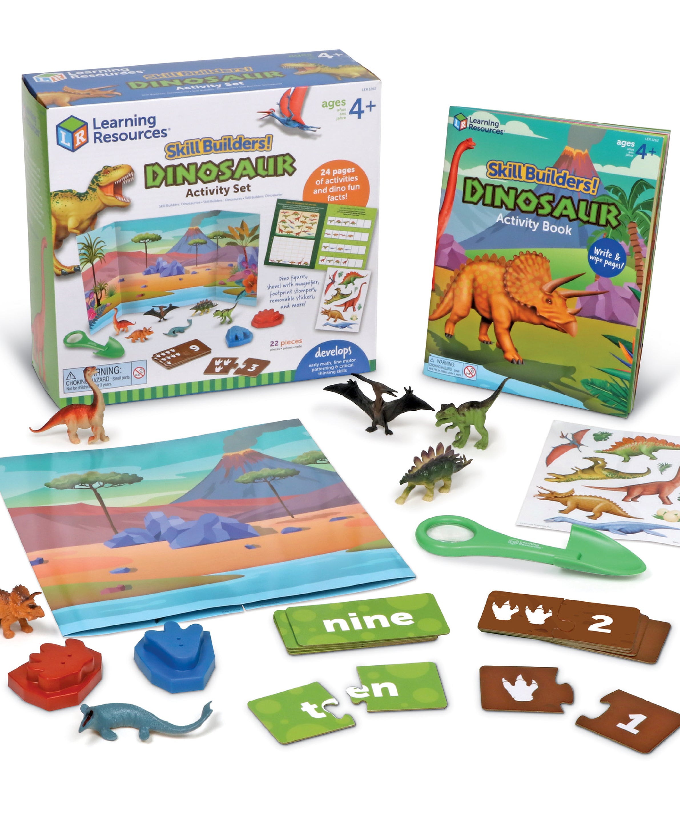 Learning Resources Skill Builders! Dinosaurs, Preschool Dinosaur Learning Set with Fossils, Puzzles, and Activity Book, Ages 4+