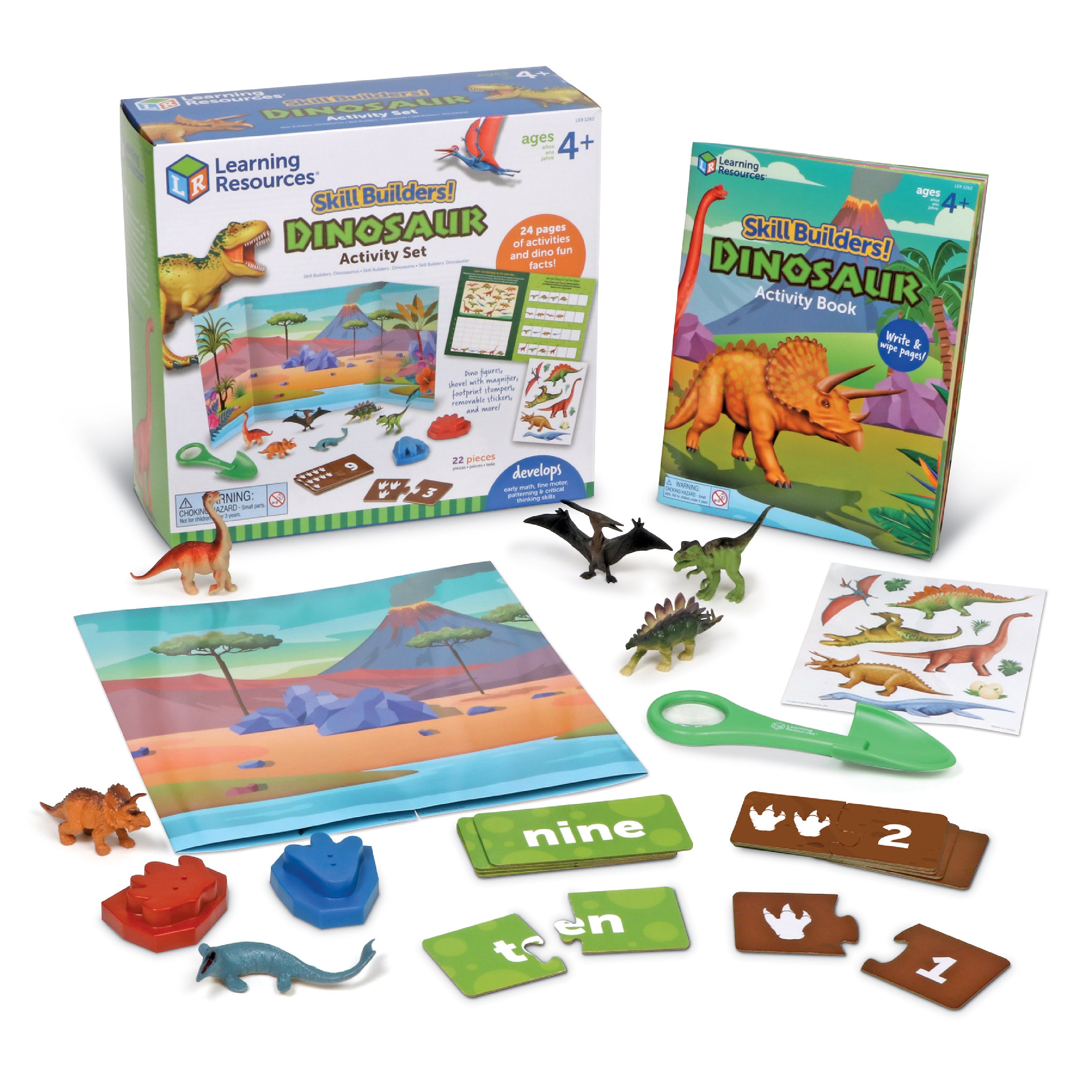 Learning Resources Skill Builders! Dinosaurs, Preschool Dinosaur Learning Set with Fossils, Puzzles, and Activity Book, Ages 4+