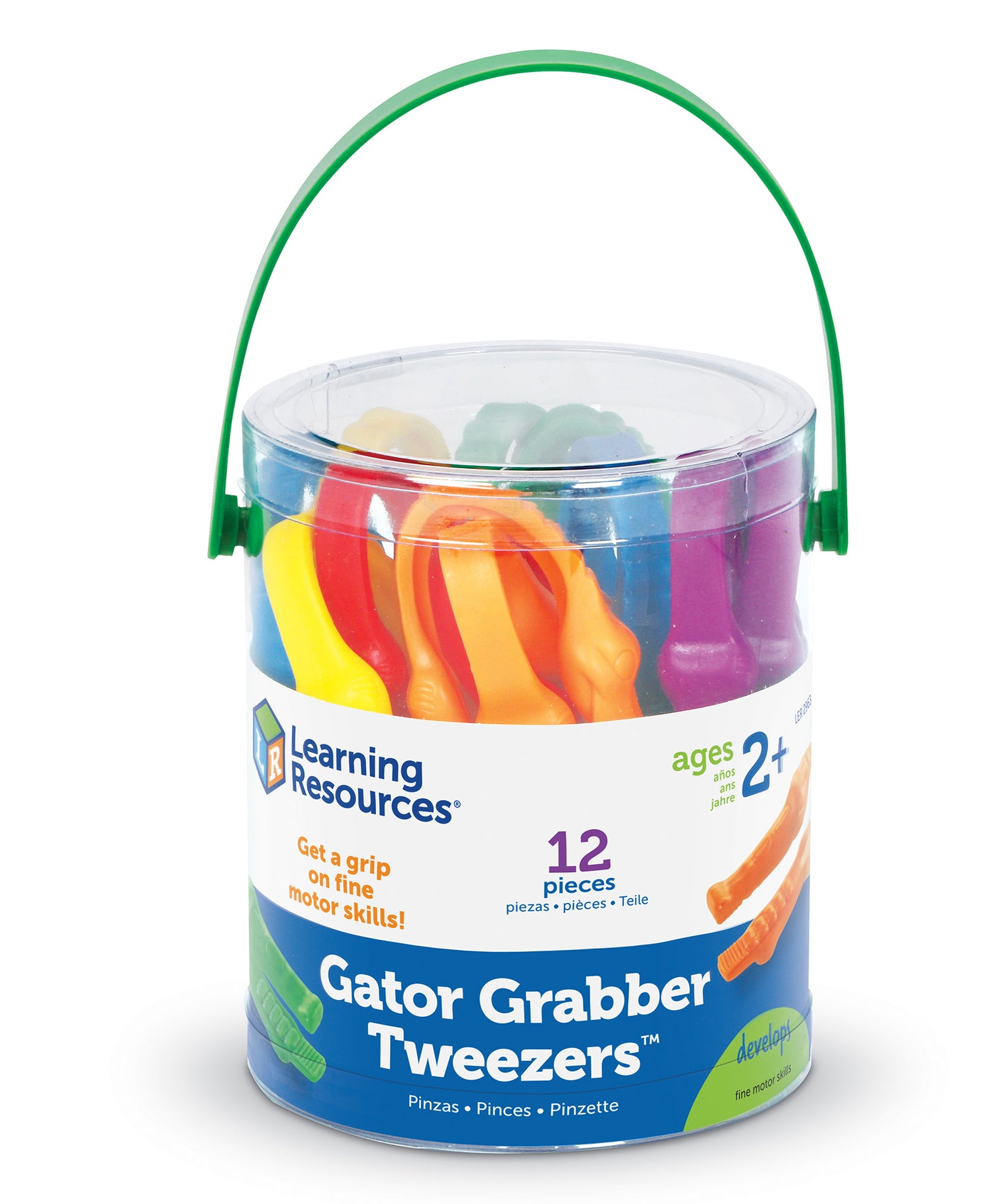 Learning Resources Gator Grabber Tweezers, Set of 12, Fine Motor Skills Tool for Toddlers, Supports Early Science Exploration, Includes Storage Bucket, Ages 2+