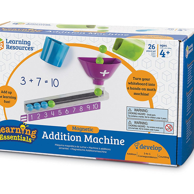 Learning Resources Magnetic Addition Machine, Interactive Front of Class Addition Activity, Includes 20 Magnetic Balls, Funnel, and Counting Tray, Ages 4+