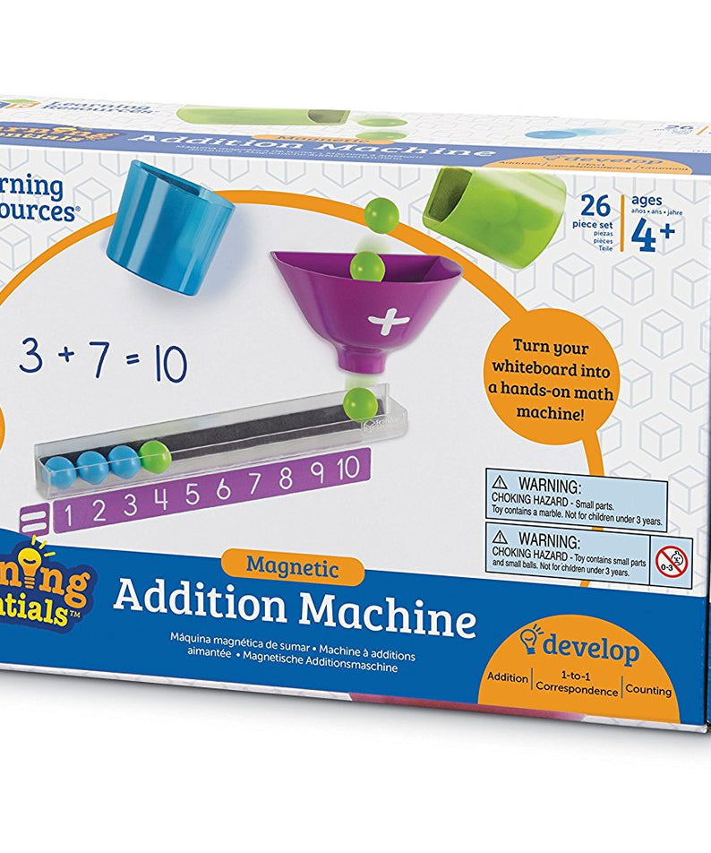 Learning Resources Magnetic Addition Machine, Interactive Front of Class Addition Activity, Includes 20 Magnetic Balls, Funnel, and Counting Tray, Ages 4+