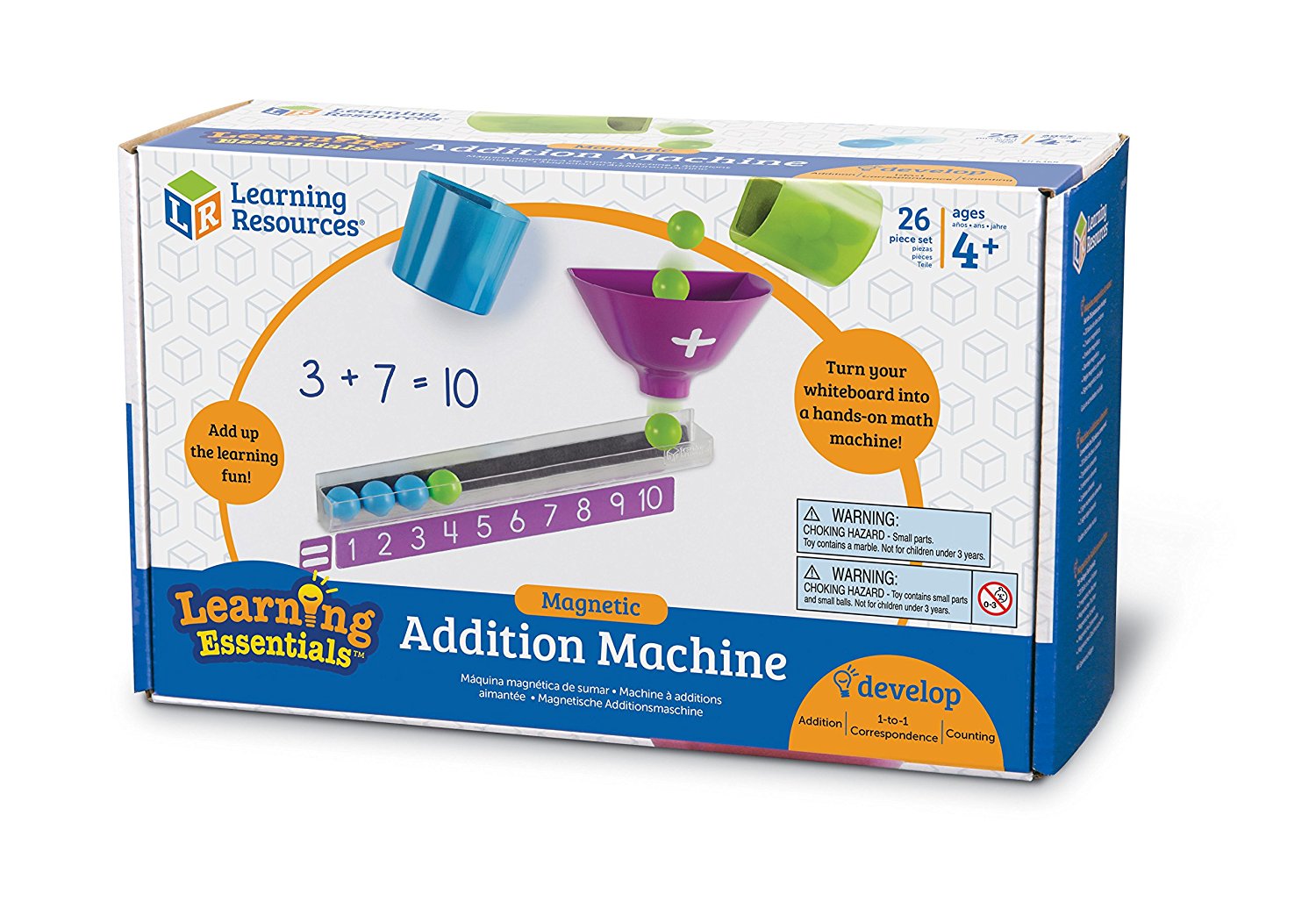 Learning Resources Magnetic Addition Machine, Interactive Front of Class Addition Activity, Includes 20 Magnetic Balls, Funnel, and Counting Tray, Ages 4+