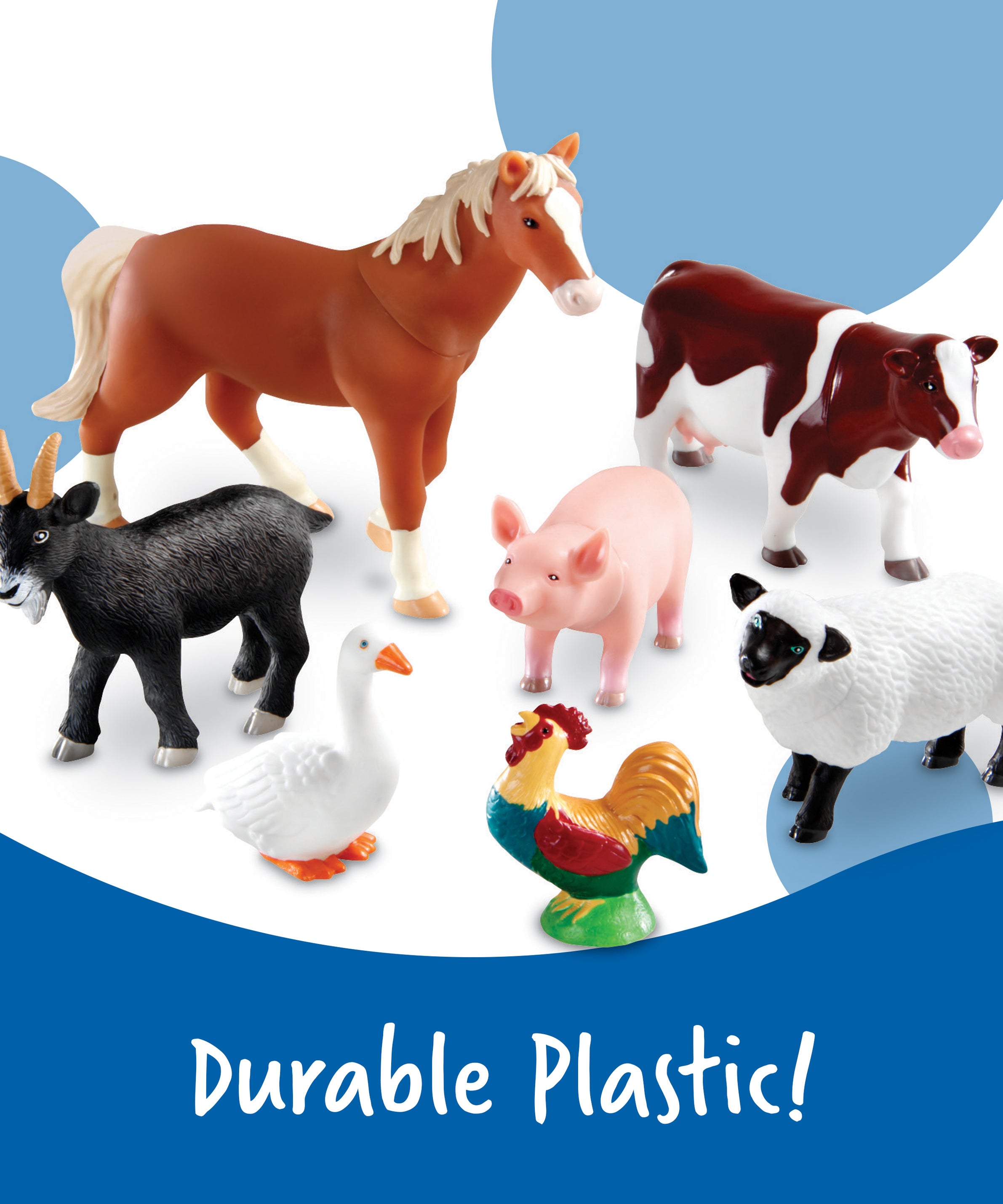 Learning Resources Jumbo Farm Animals Toy Set, 7-Piece Realistic Farm Animal Figures for Kids' Imaginative Play & Early Learning