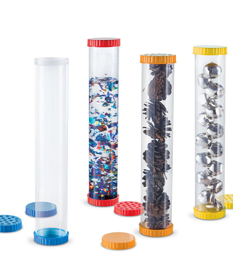Learning Resources Primary Science Sensory Tubes, Sensory Exploration and Early Scientific Discovery, Set of 4 with Solid and Vented Lids, Ages 2+