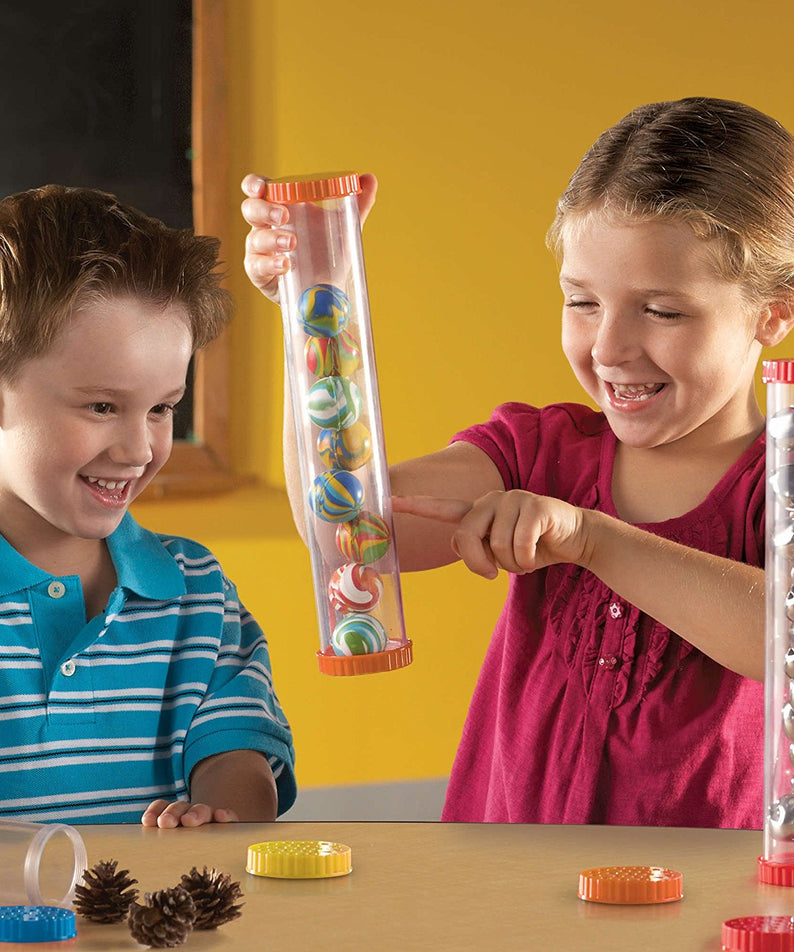 Learning Resources Primary Science Sensory Tubes, Sensory Exploration and Early Scientific Discovery, Set of 4 with Solid and Vented Lids, Ages 2+