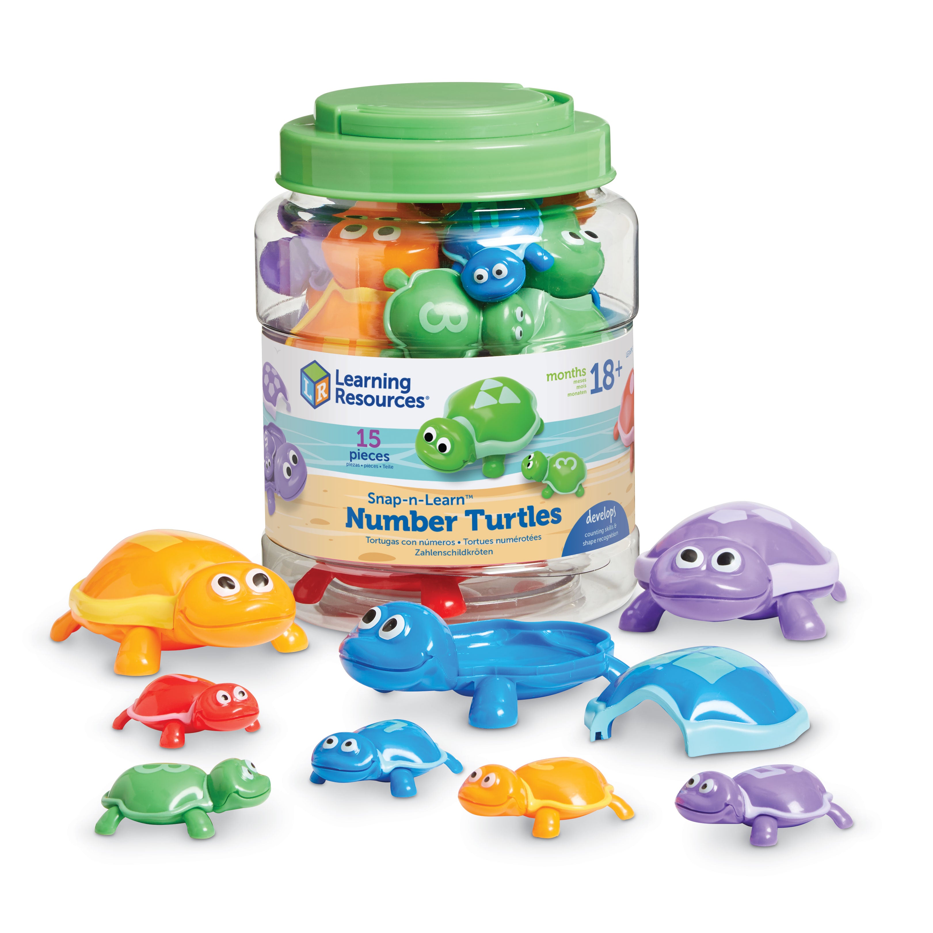 Learning Resources Snap-n-Learn Number Turtles, Early Maths Learning Toy for Number, Shape Recognition, and Fine Motor Skills, Ages 2+