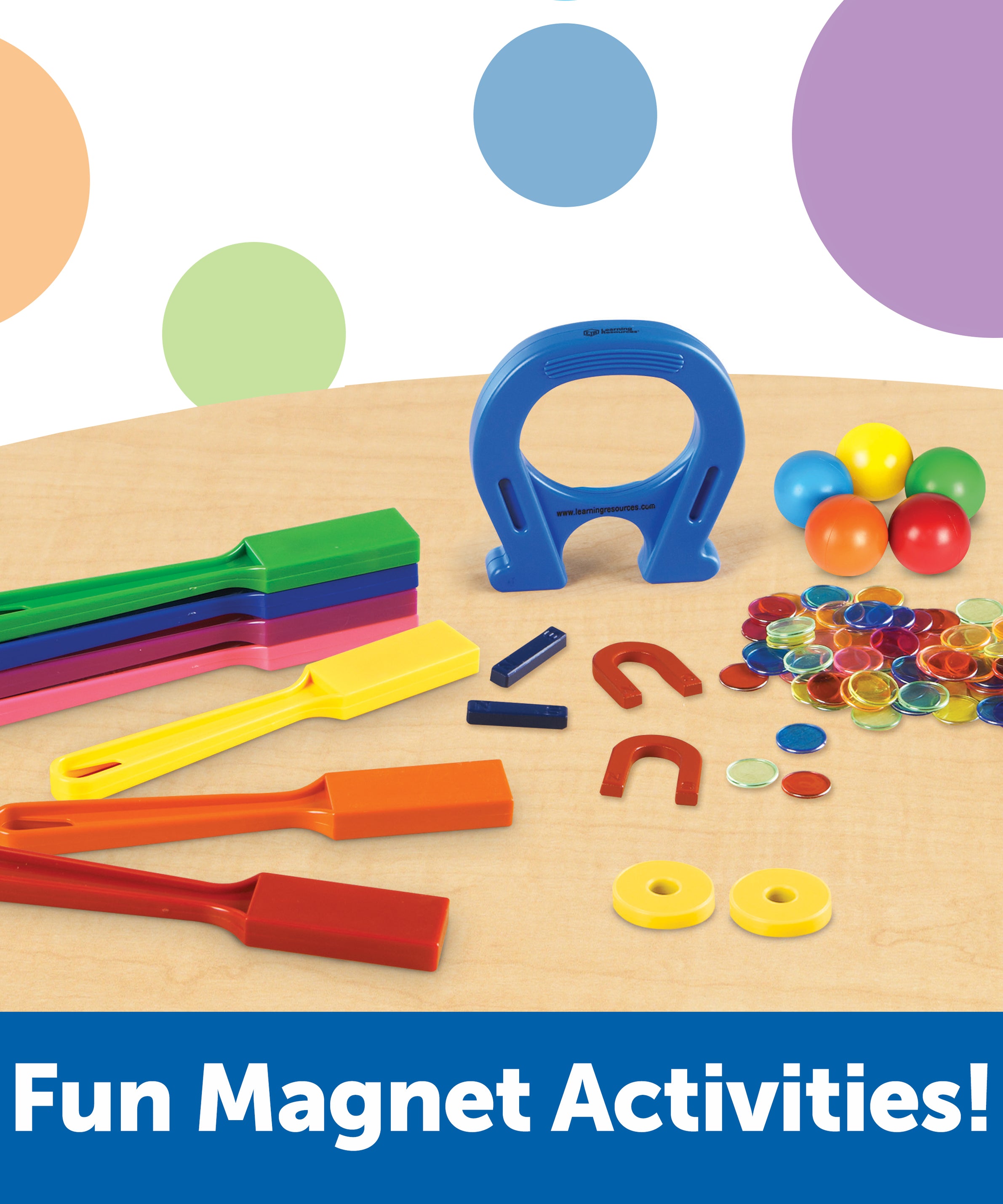 Learning Resources Super Magnet Classroom Lab Kit, 224-Piece Set for Exploring Magnetic Properties, Includes Magnetic Chips, Marbles, Magnets, Wands, and Activity Guide, Ages 5+