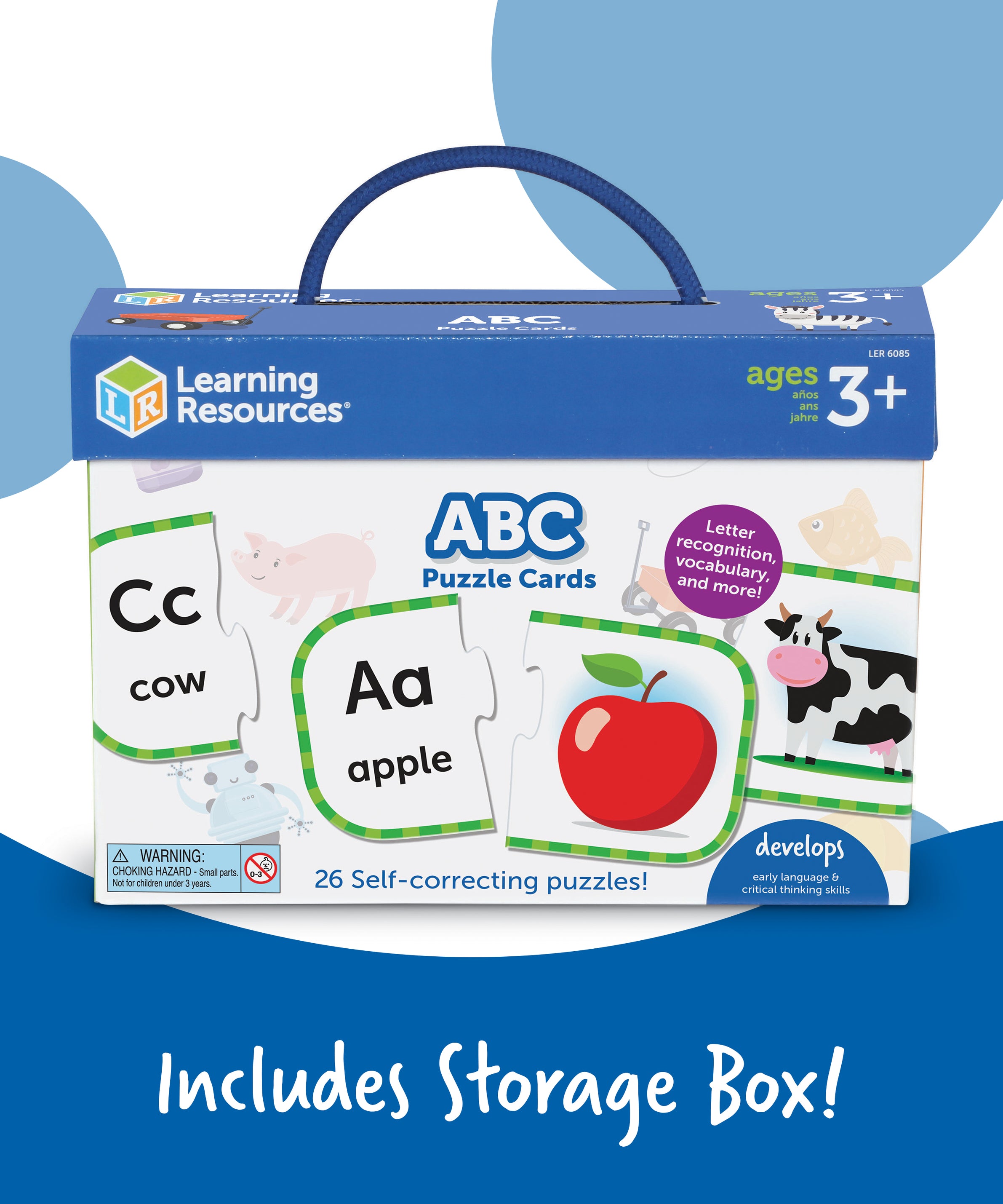 Learning Resources ABC Puzzle Cards, Set of 26 Self-Correcting Letter Matching Puzzles, Teaches Alphabet and Early Language Skills, Ages 3+