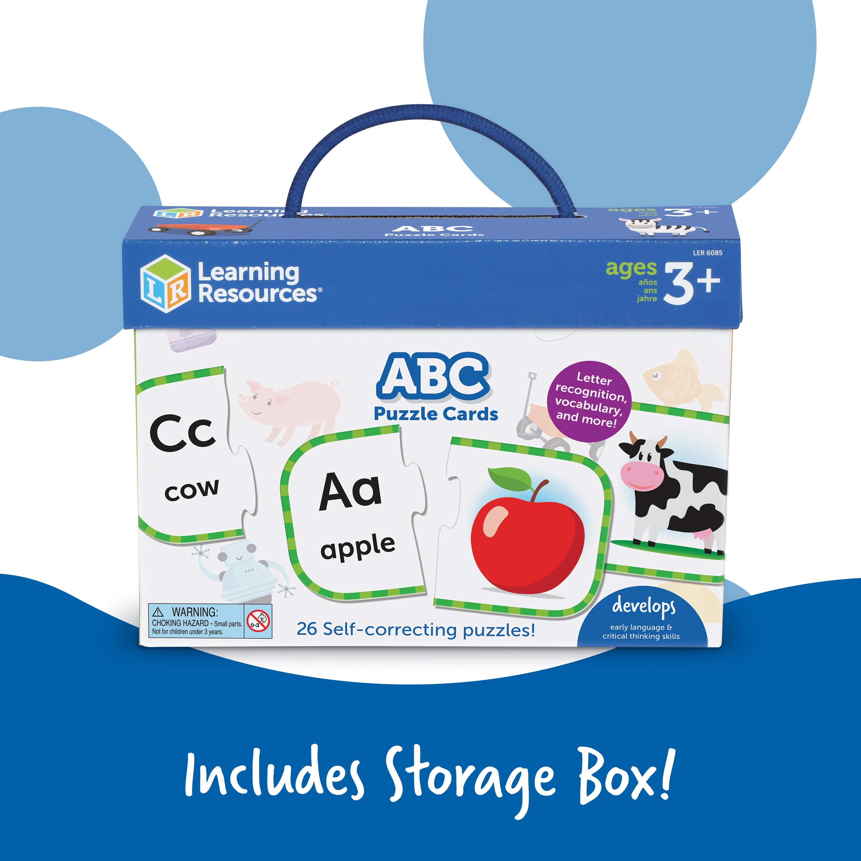 Learning Resources ABC Puzzle Cards, Set of 26 Self-Correcting Letter Matching Puzzles, Teaches Alphabet and Early Language Skills, Ages 3+