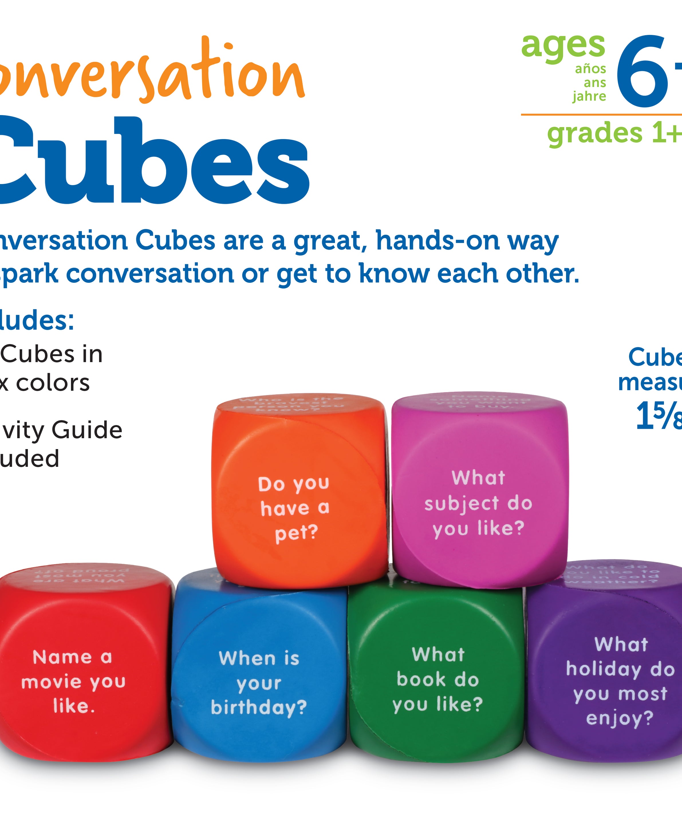 Learning Resources Conversation Cubes, Fun & Engaging Speaking and Listening Activity, Set of 6, Learning Resources