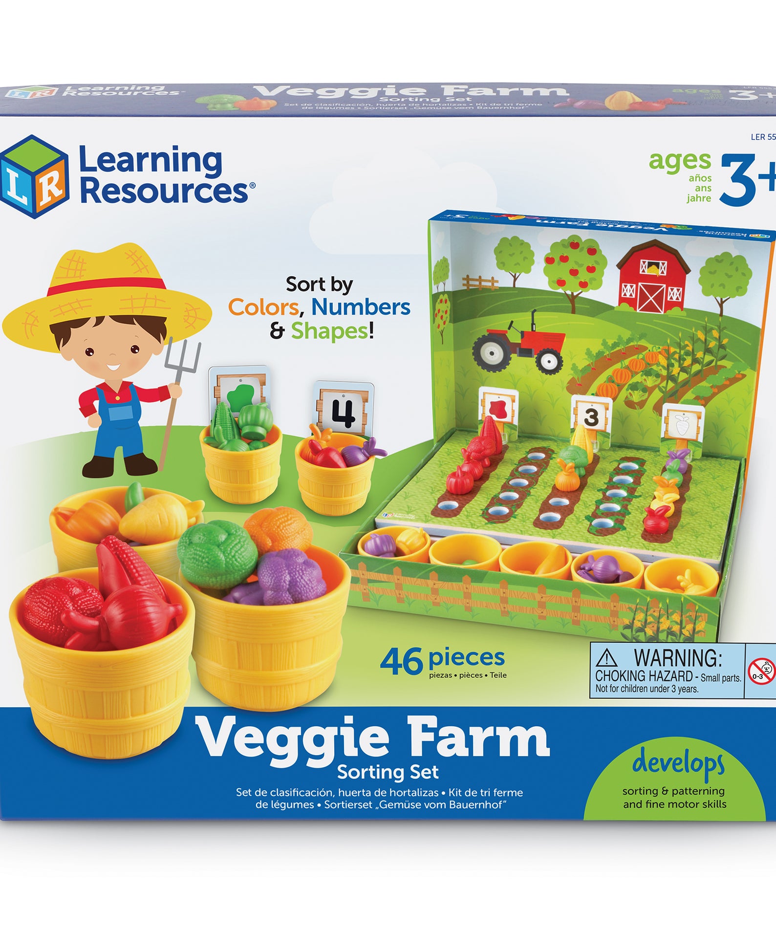 Learning Resources Veggie Farm Sorting Set, Hands-On Early Maths Activity for Counting, Sorting, and Colour Recognition, Ages 3+