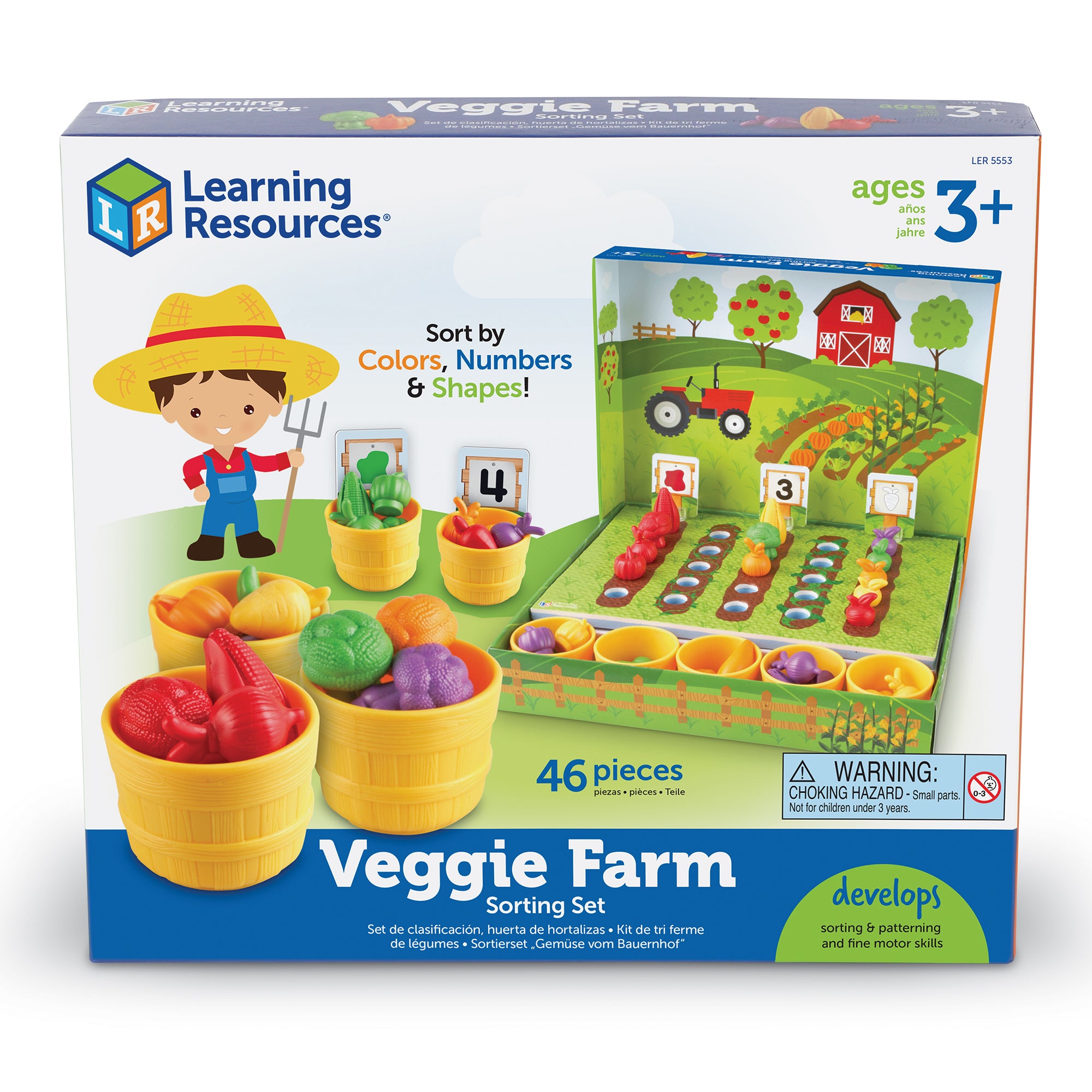 Learning Resources Veggie Farm Sorting Set, Hands-On Early Maths Activity for Counting, Sorting, and Colour Recognition, Ages 3+