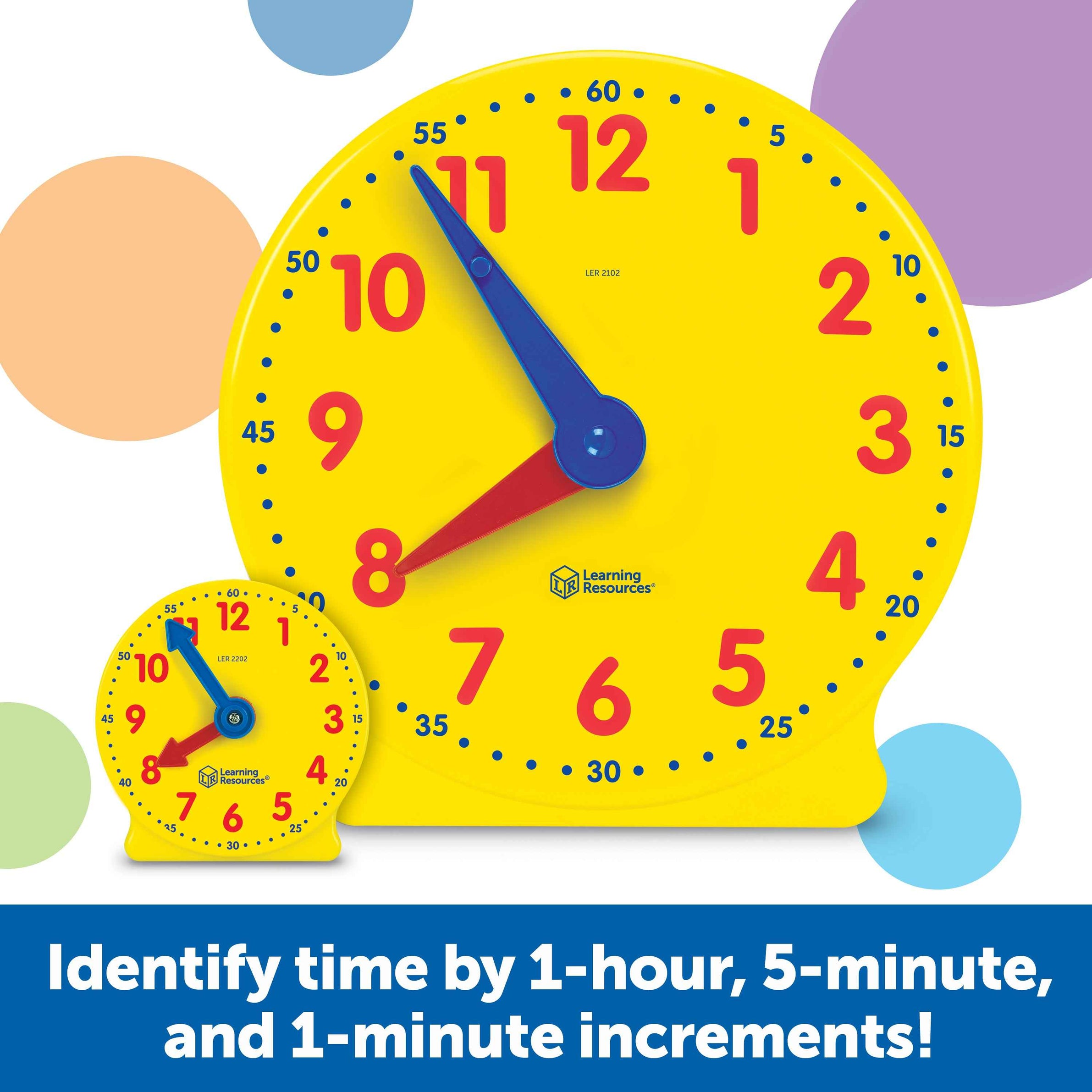 Learning Resources Big Time Classroom Clock Kit, 24 Mini Geared Clocks & Demonstration Clock for Time-Telling Practice