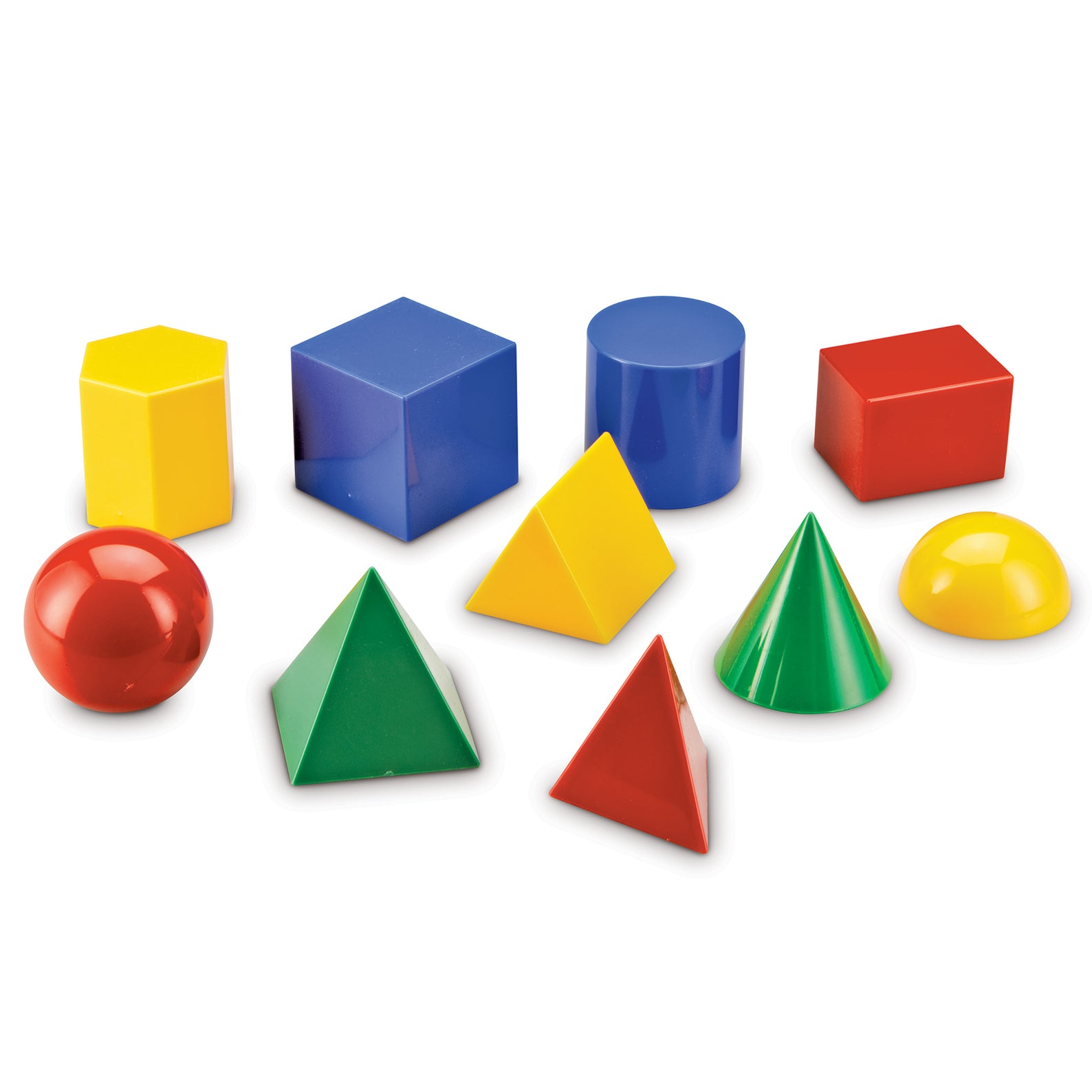 Learning Resources Large Plastic Geometric Shapes Set, 10 Durable 3D Shapes with 8cm Dimensions, Hands-On Math and STEM Learning for Ages 8+ - Quick Learning
