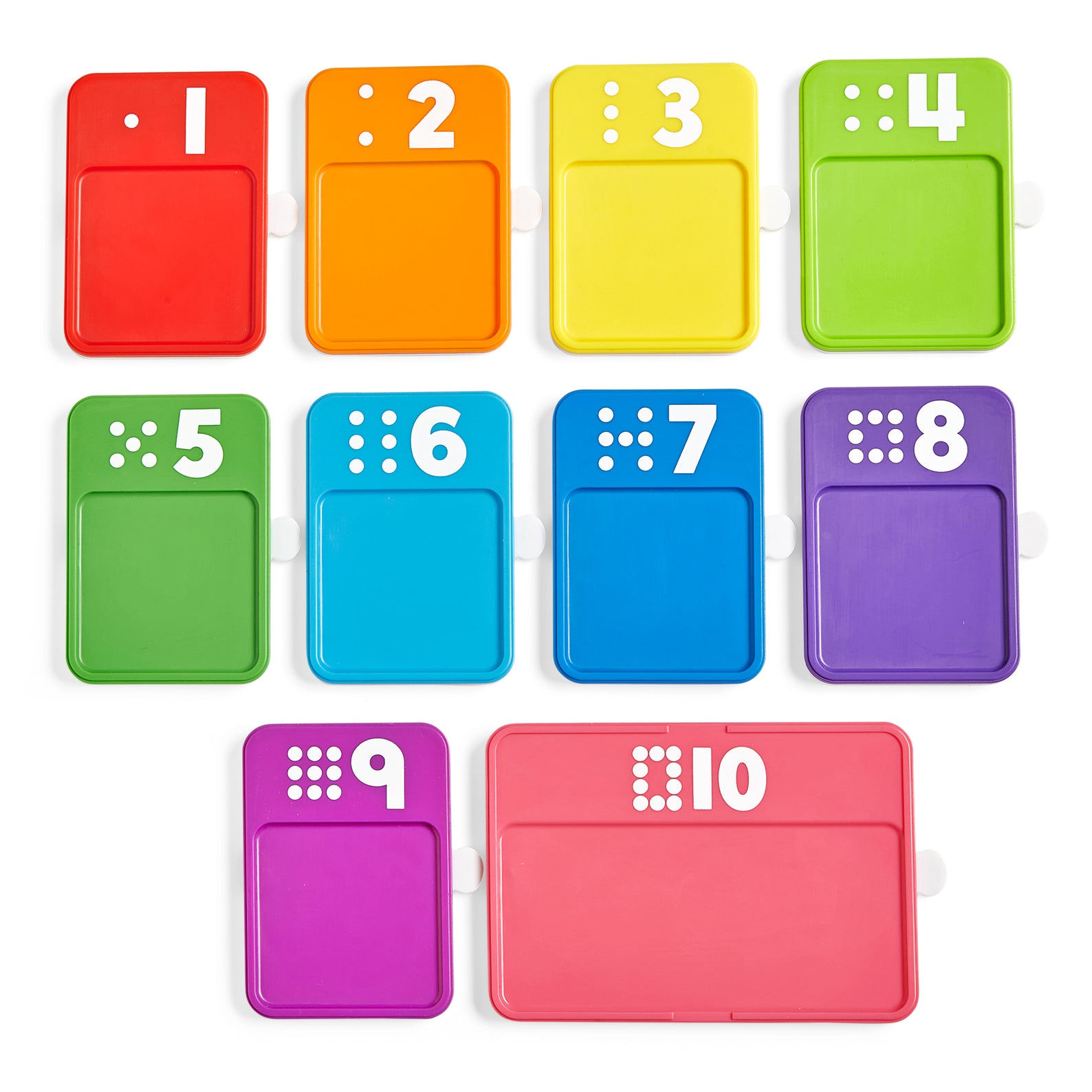 Learning Resources Sensory Number Trays, 10 Double-Sided Finger Tracing Boards for Counting and Number Formation, Made from Recycled Plastic, Ages 3 Plus