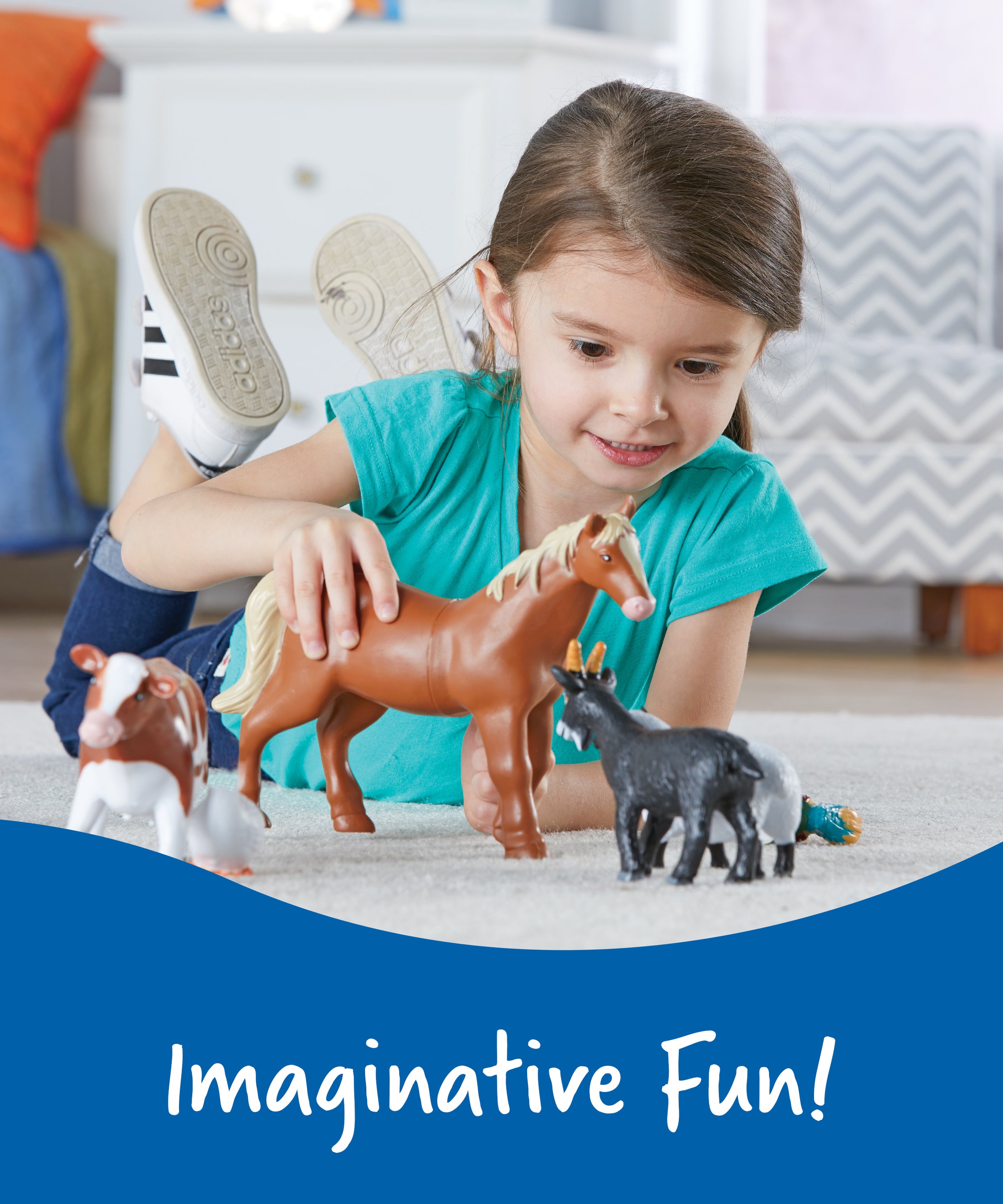 Learning Resources Jumbo Farm Animals Toy Set, 7-Piece Realistic Farm Animal Figures for Kids' Imaginative Play & Early Learning