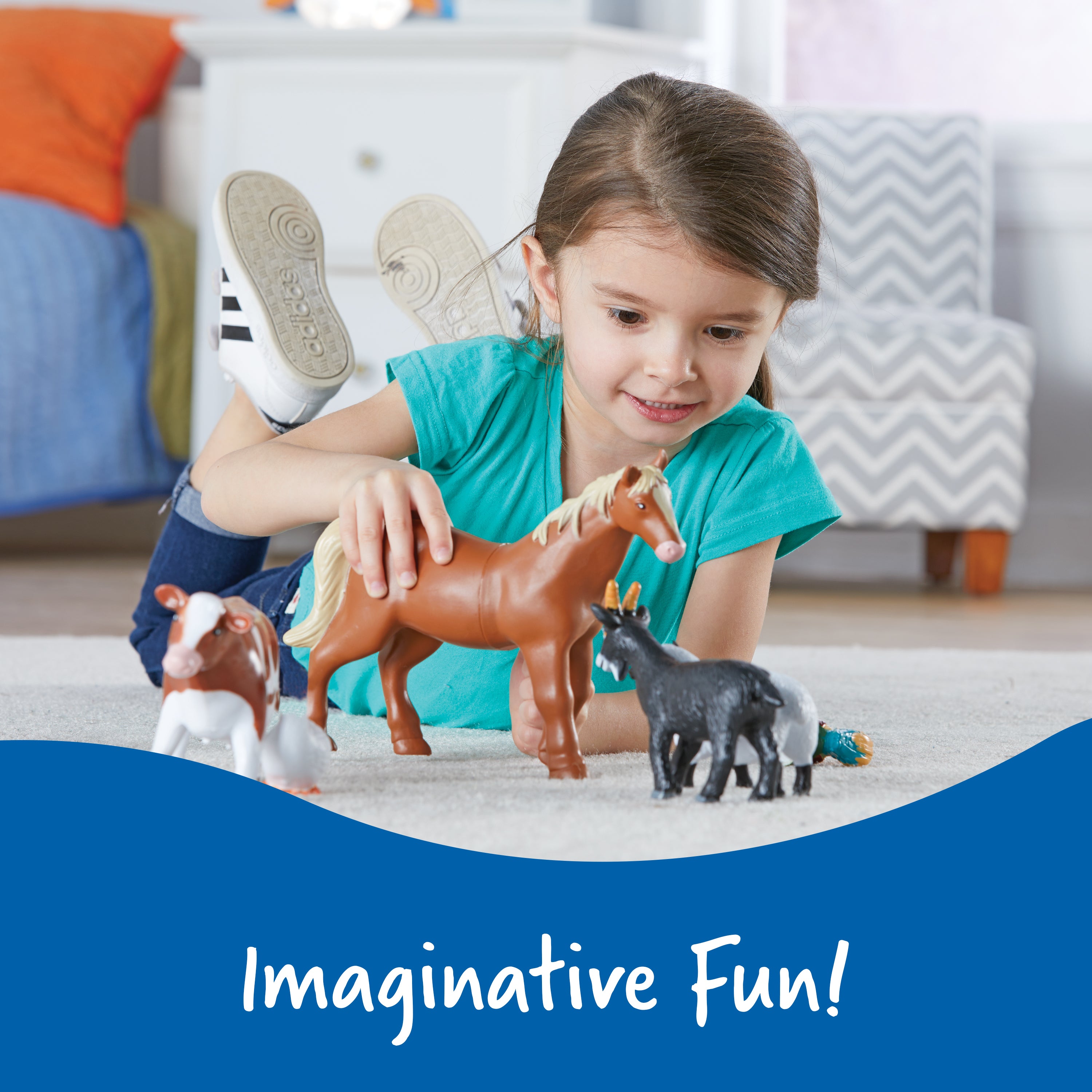 Learning Resources Jumbo Farm Animals Toy Set, 7-Piece Realistic Farm Animal Figures for Kids' Imaginative Play & Early Learning