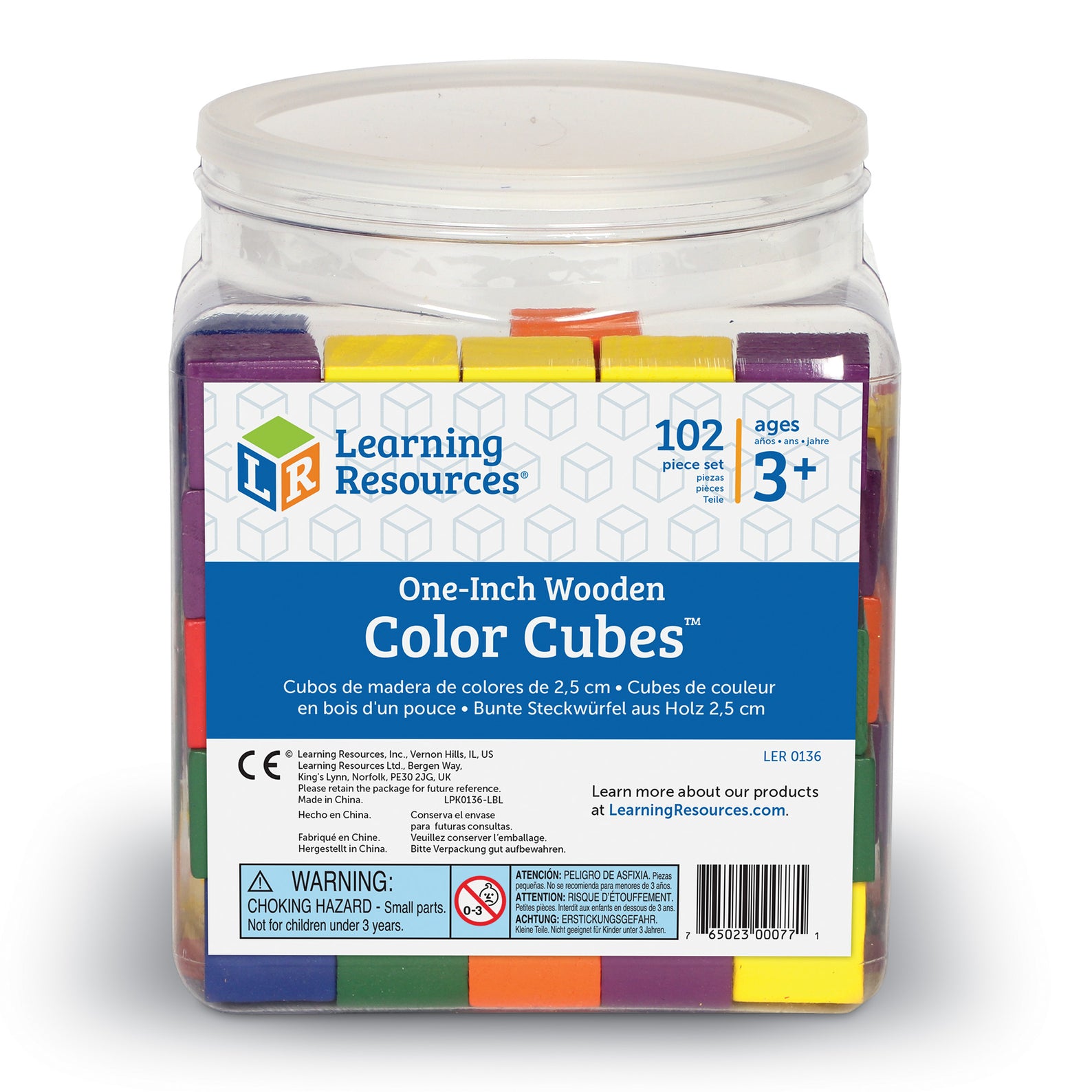 Learning Resources 1" Wooden Colour Cubes, Set of 102, Early Maths Manipulatives for Sorting, Counting & Patterns (Ages 3+)