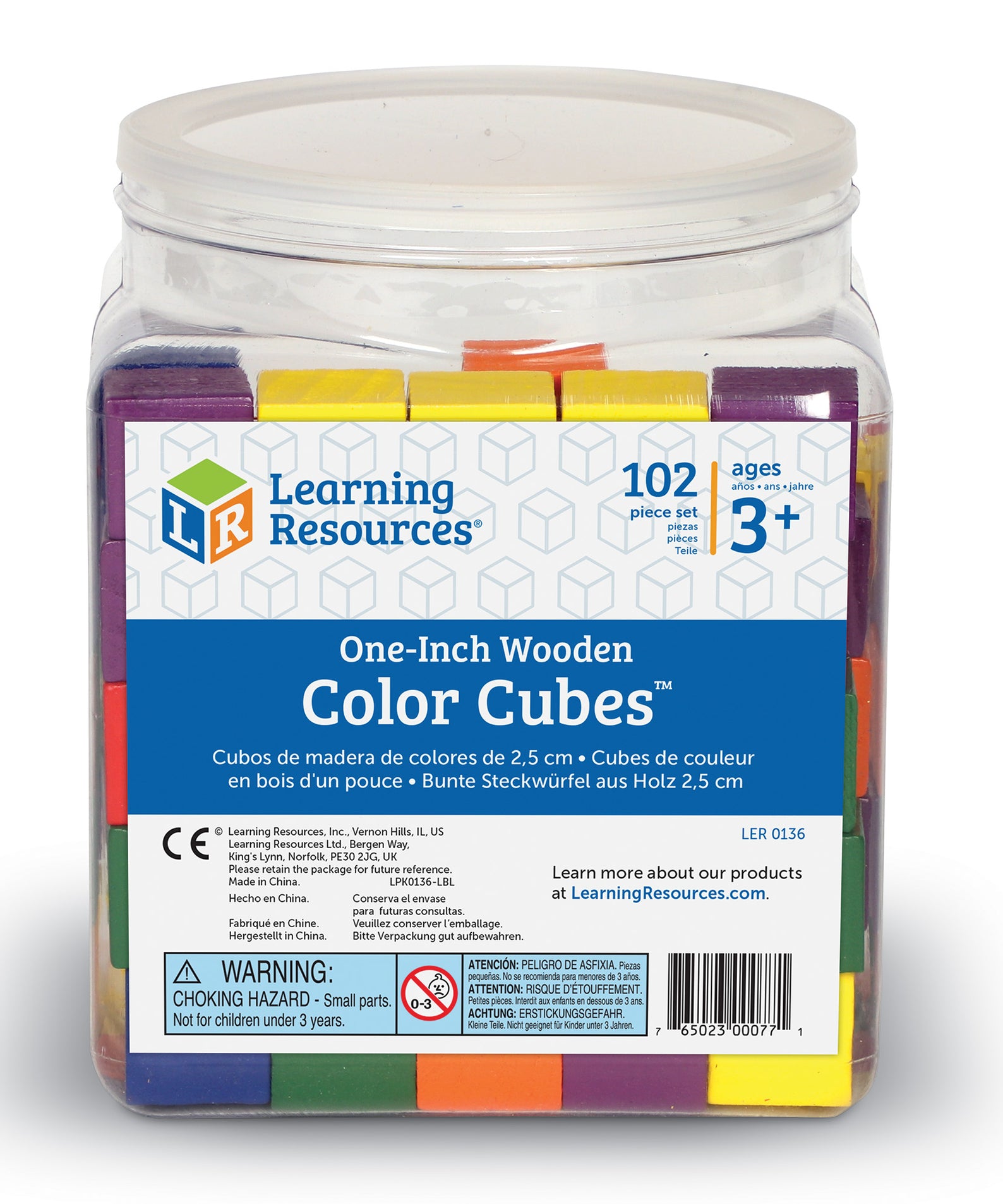 Learning Resources 1" Wooden Colour Cubes, Set of 102, Early Maths Manipulatives for Sorting, Counting & Patterns (Ages 3+)