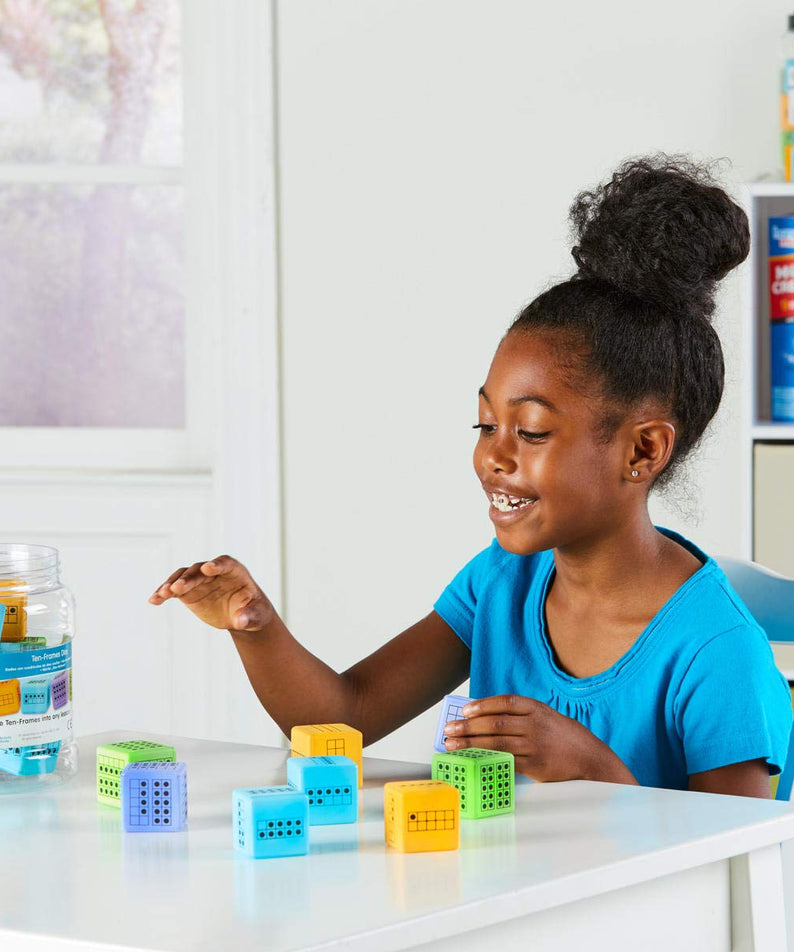 Learning Resources Hand2Mind Ten Frame Dice, Set of 12, Foam Maths Dice for Counting, Number Bonds & Subitizing (Ages 5+)