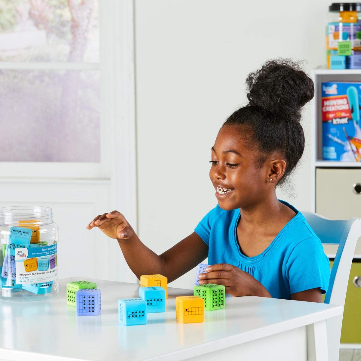 Learning Resources Hand2Mind Ten Frame Dice, Set of 12, Foam Maths Dice for Counting, Number Bonds & Subitizing (Ages 5+)