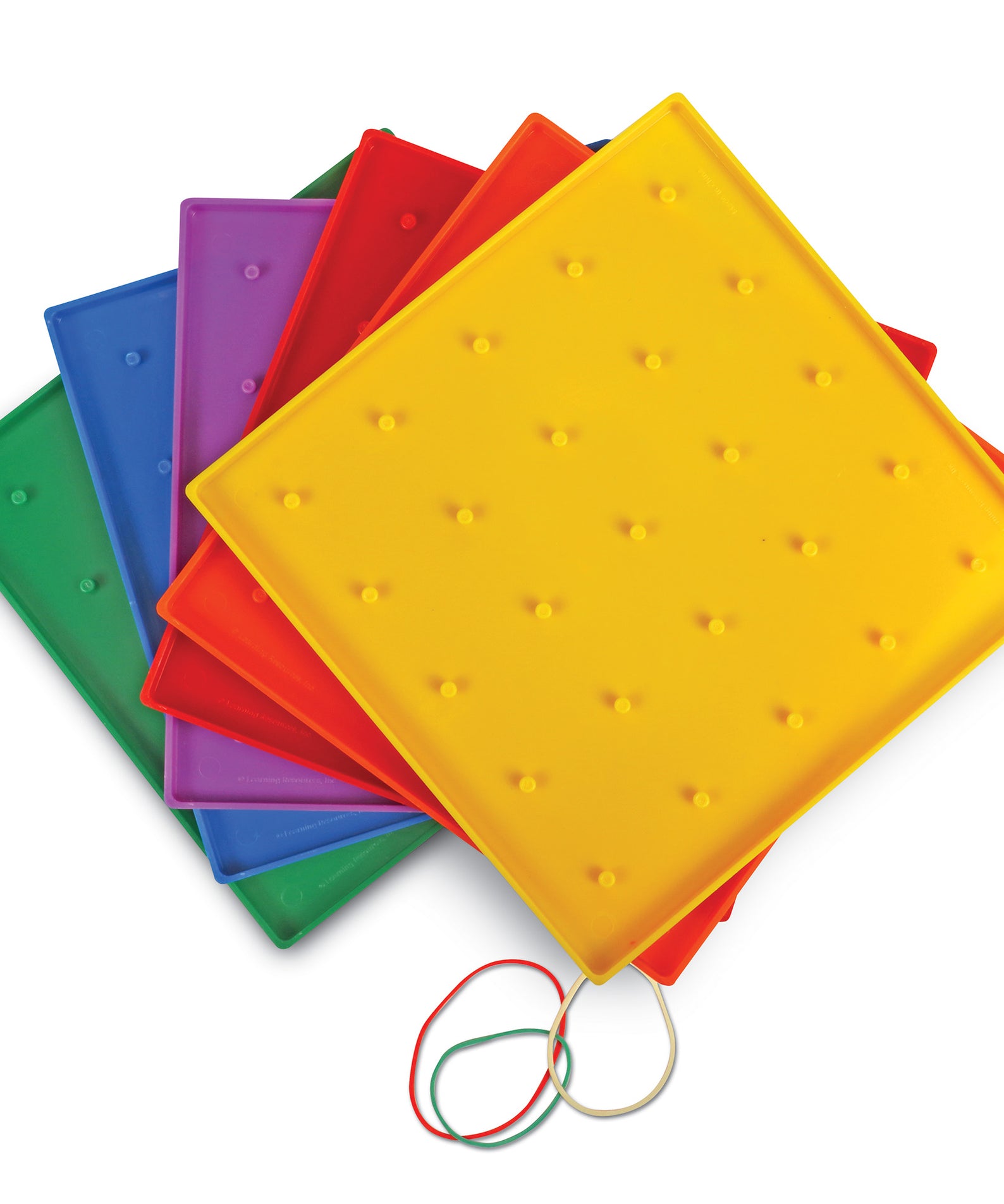 Learning Resources 5 x 5 Pin Geoboards, Set of 10 Colourful Plastic Boards with Elastic Bands, Hands-On Geometry Tools for Kids, Ages 5+