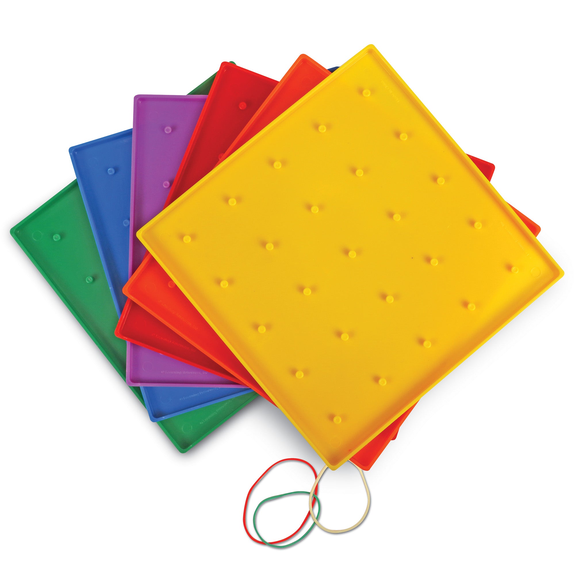 Learning Resources 5 x 5 Pin Geoboards, Set of 10 Colourful Plastic Boards with Elastic Bands, Hands-On Geometry Tools for Kids, Ages 5+