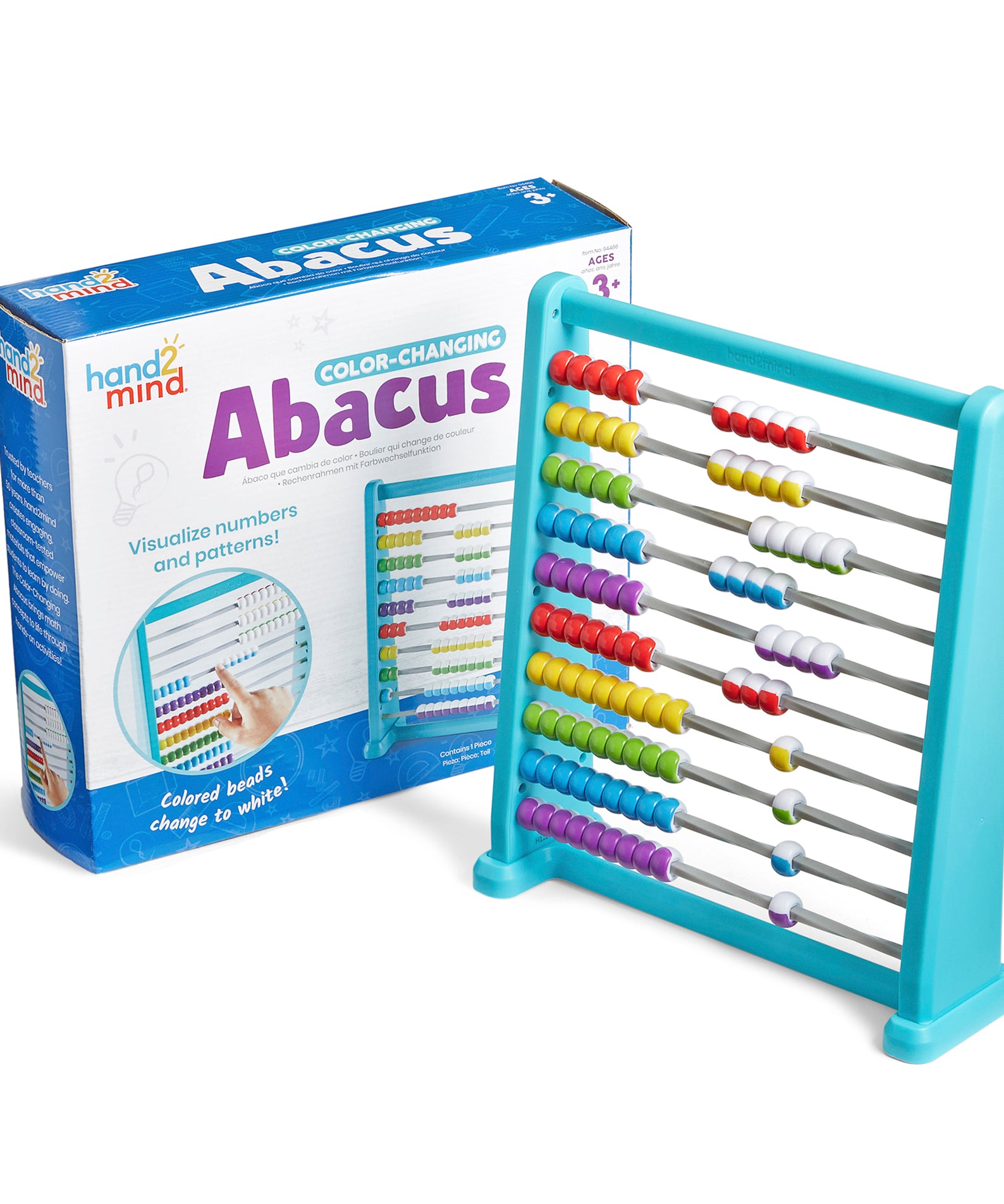 Learning Resources Colour-Changing Abacus, Interactive Math Tool for Kids, Visual Counting, Addition, and Subtraction, Durable Plastic Frame, Includes Activity Guide, Ages 3+